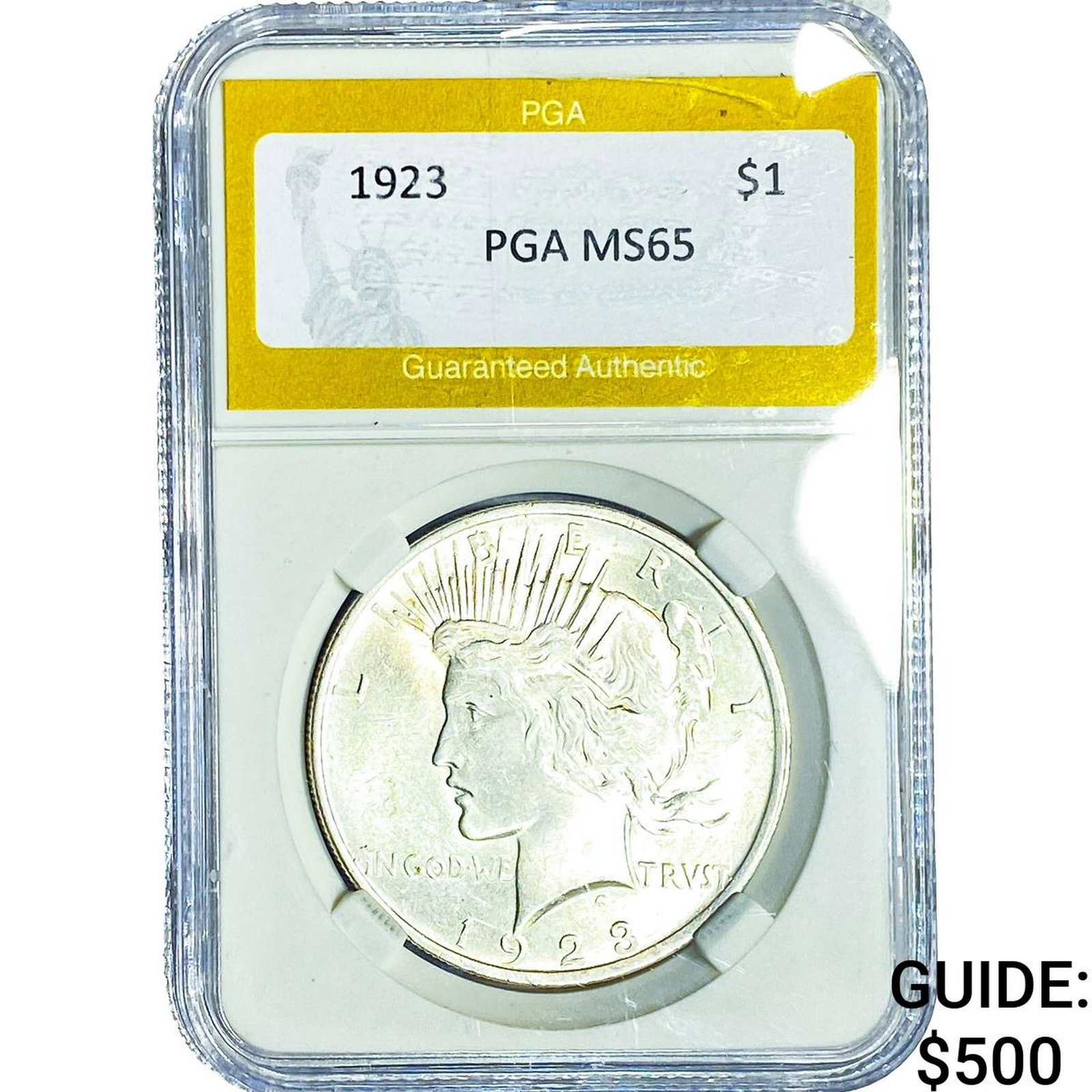 1923 Silver Peace Dollar PGA MS65: 1923 Silver Peace Dollar PGA MS65