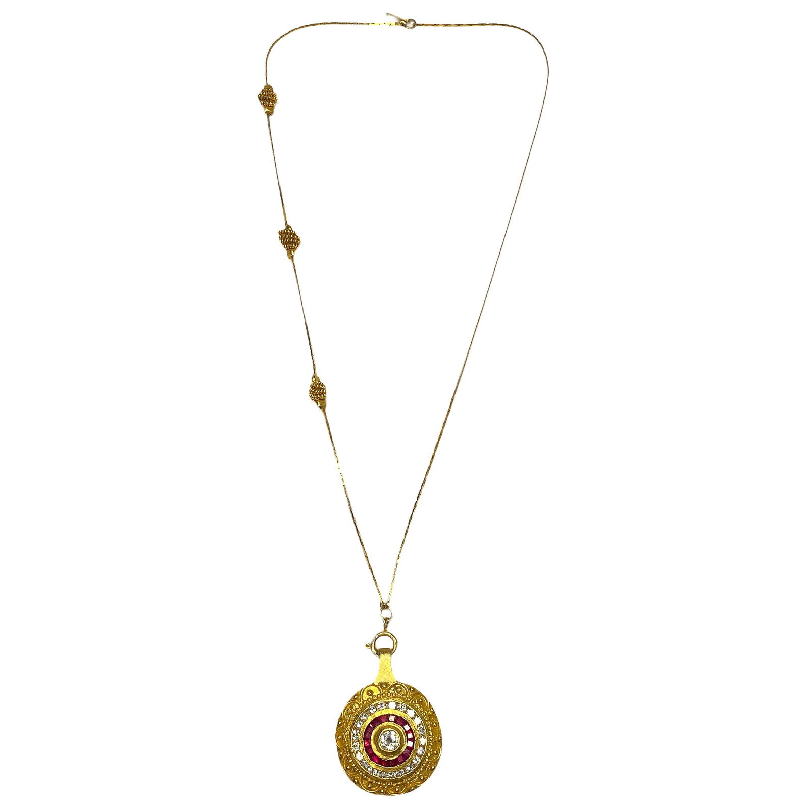 24K Gold Pendant w/Rubys -11g (1 of 3)