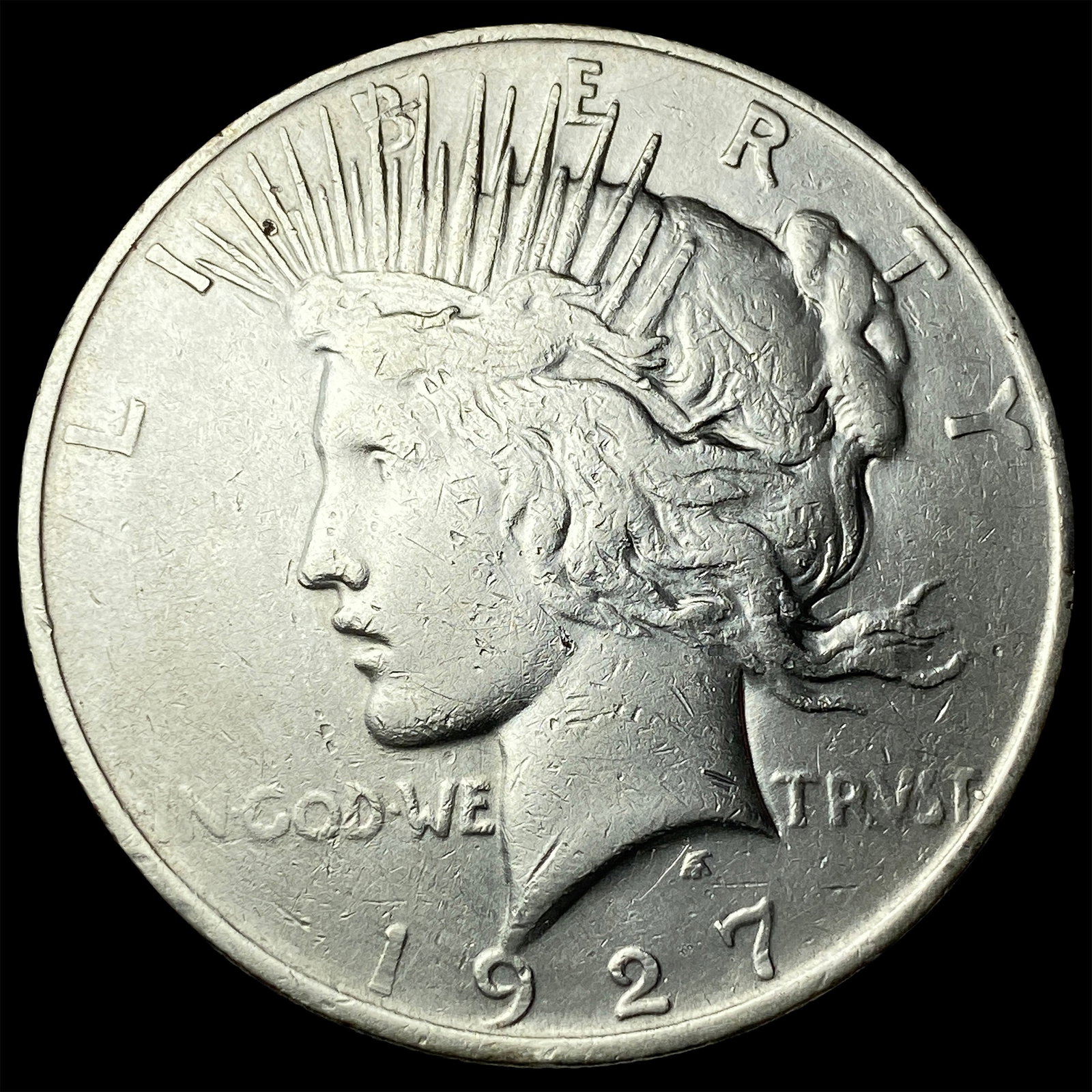 1927-D Silver Peace Dollar NEARLY UNCIRCULATED: 1927-D Silver Peace Dollar NEARLY UNCIRCULATED