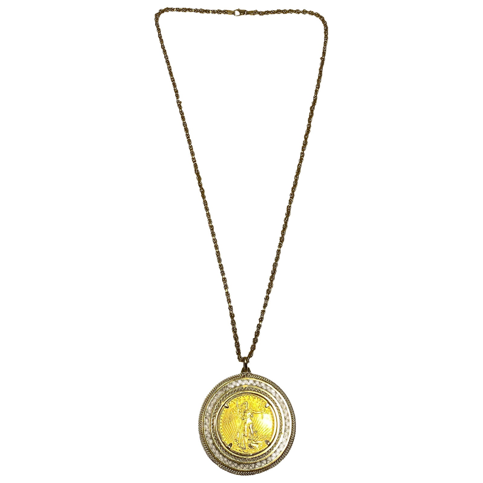 1908 1908 G$20 w/18.3g 18K Corletto Gold Filigree Bezel (1 of 4)