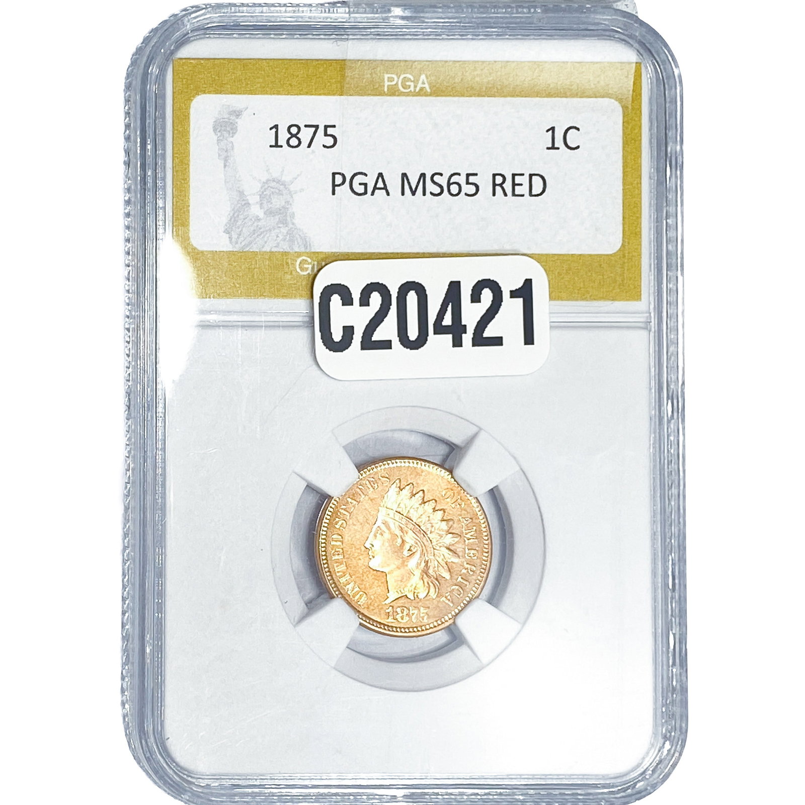 1875 Indian Head Cent PGA MS65 Red: 1875 Indian Head Cent PGA MS65 Red