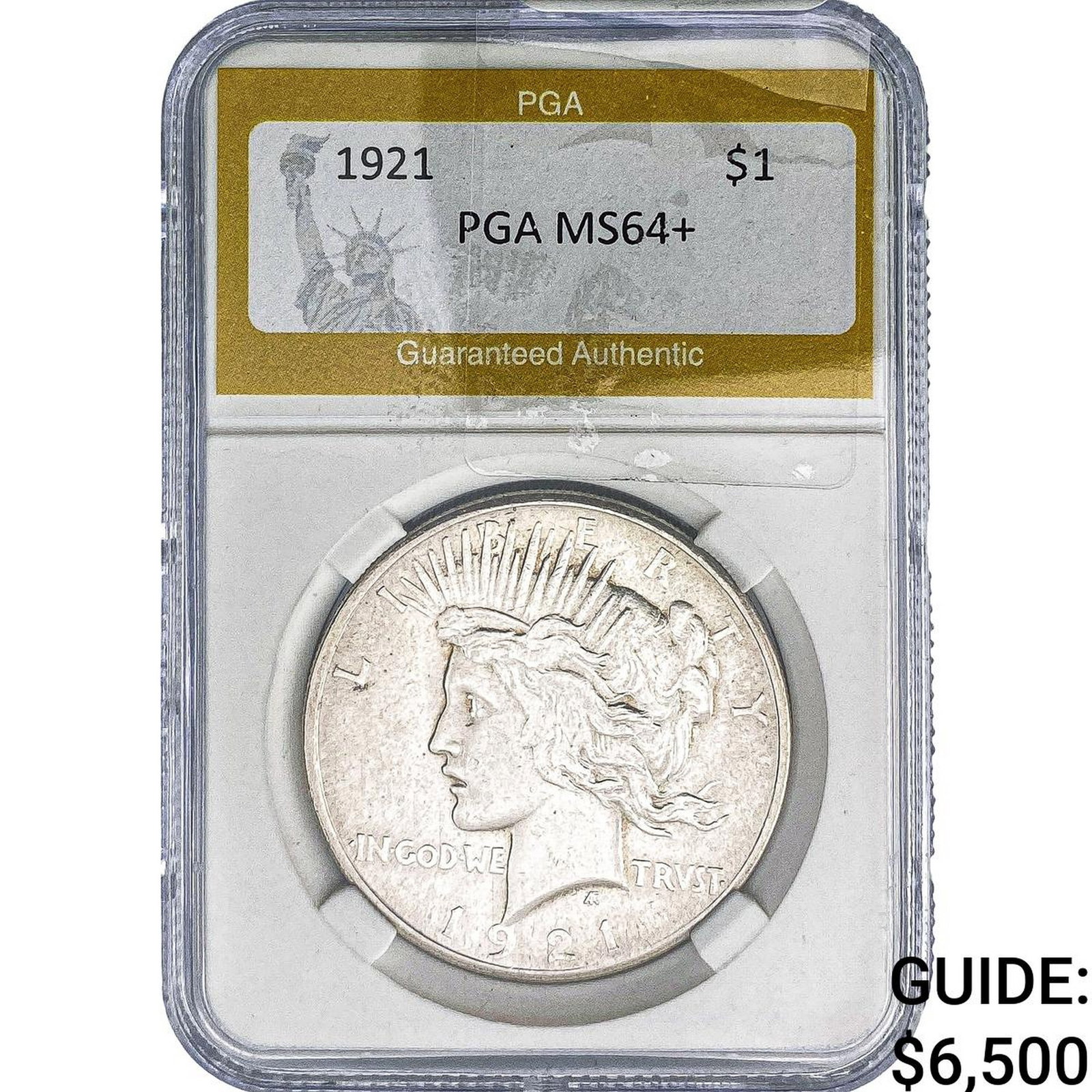 1921 Silver Peace Dollar PGA MS64+: 1921 Silver Peace Dollar PGA MS64+