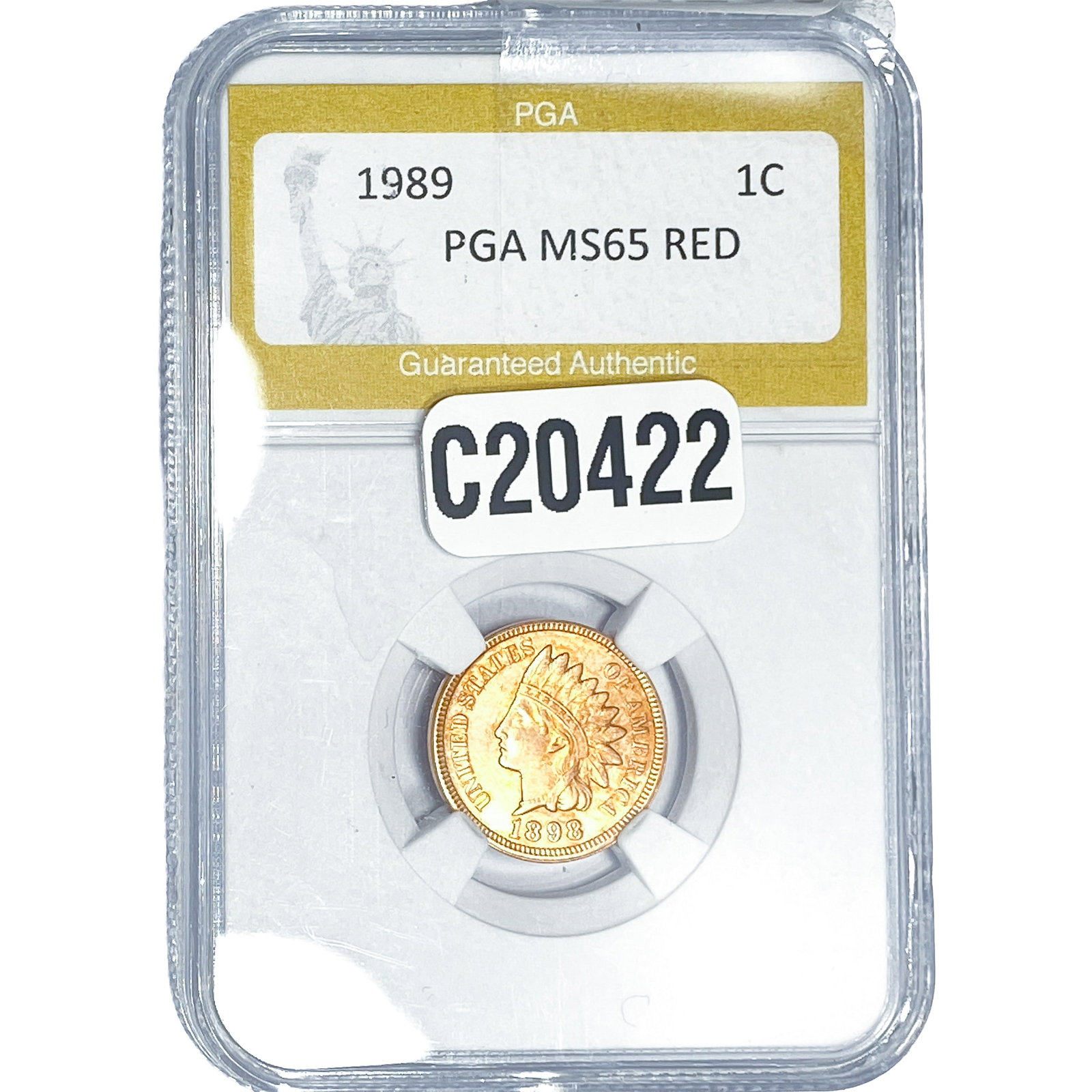 1889 Indian Head Cent PGA MS65 Red: 1889 Indian Head Cent PGA MS65 Red