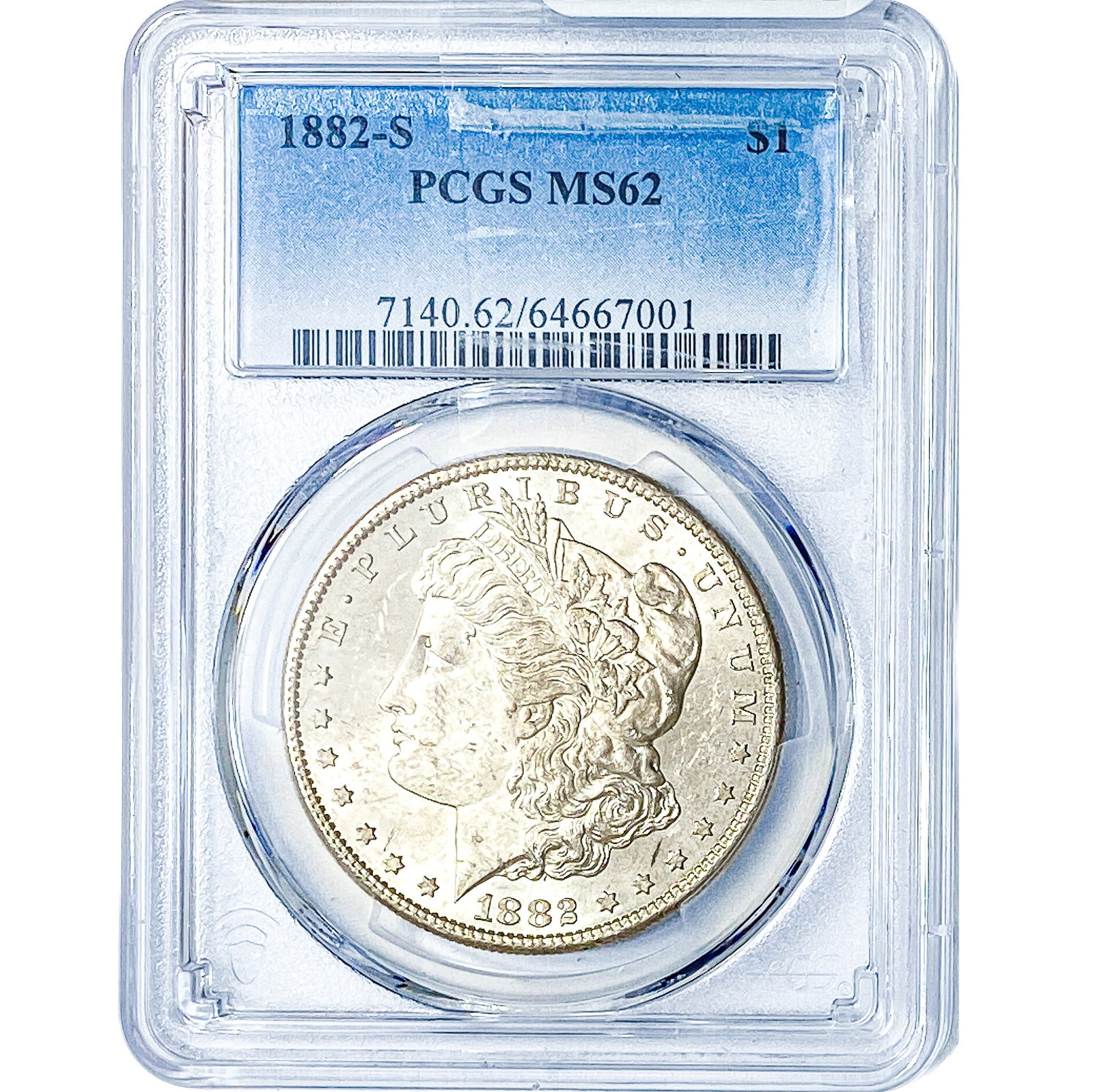 1882-S Morgan Silver Dollar PCGS MS62: 1882-S Morgan Silver Dollar PCGS MS62