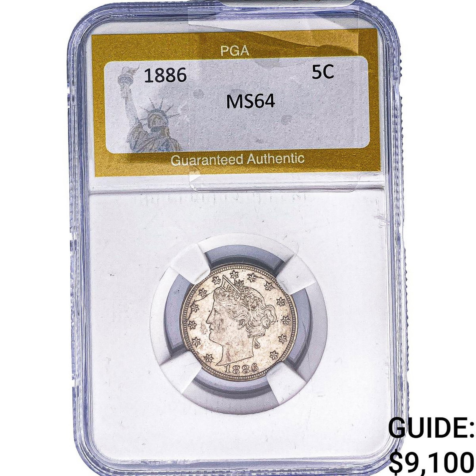 1886 Liberty Victory Nickel PGA MS64: 1886 Liberty Victory Nickel PGA MS64