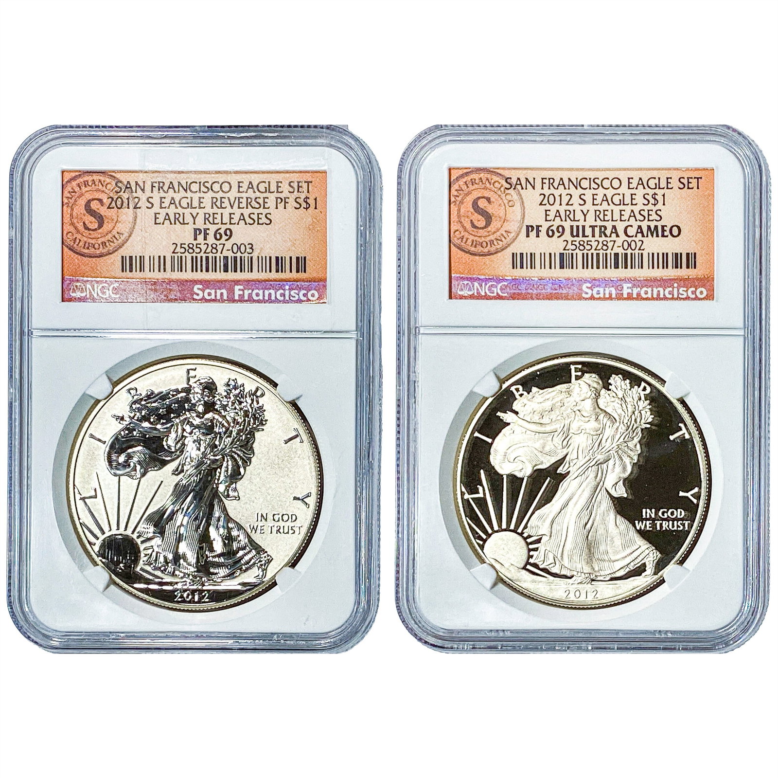 [2 Coins] 2012-S Silver Eagle NGC PF69 Ultra Cameo (1 of 2)