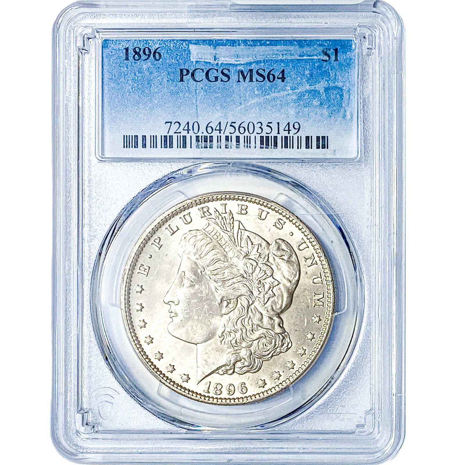 1896 Morgan Silver Dollar PCGS MS64: 1896 Morgan Silver Dollar PCGS MS64