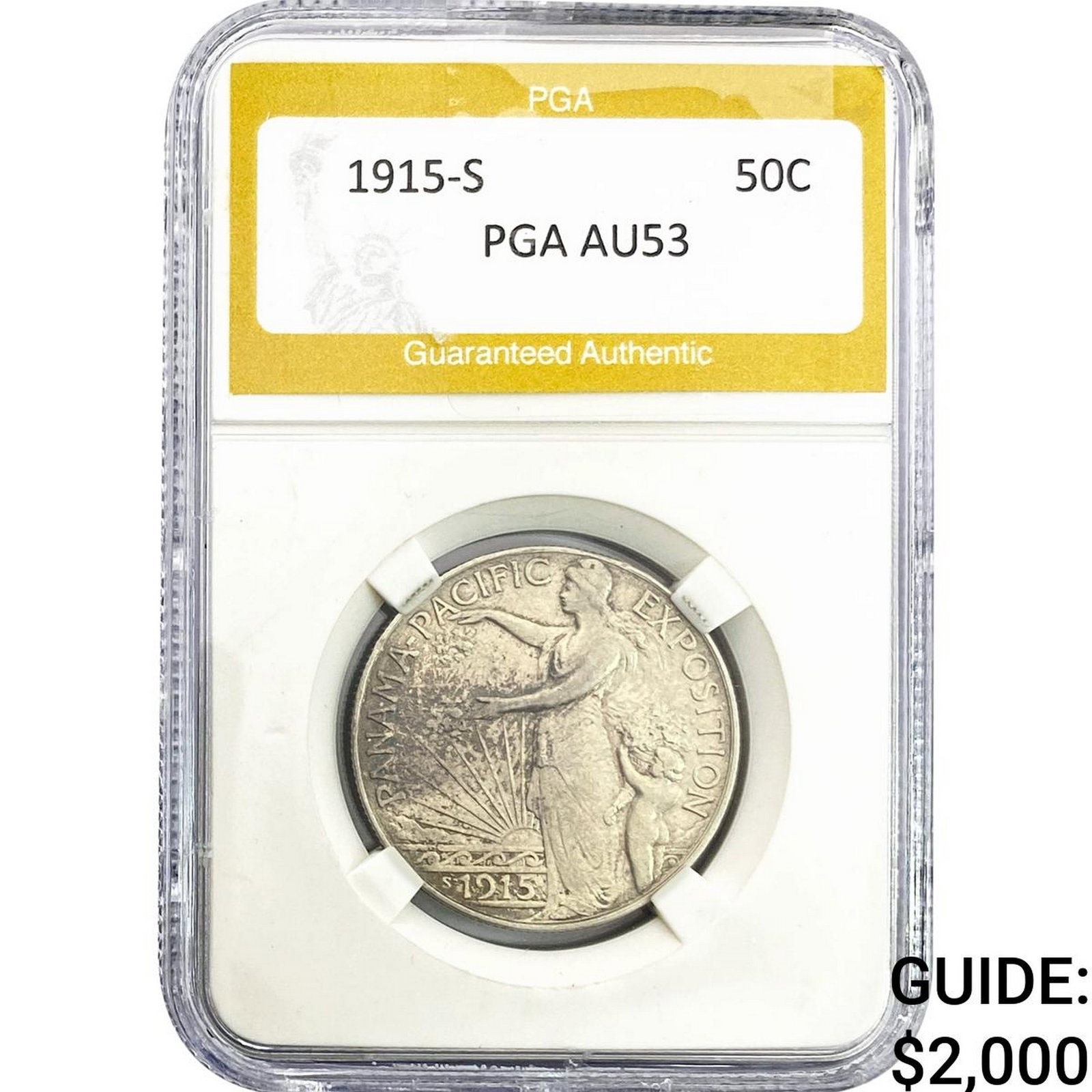 1915-S Panama-Pacific Half Dollar PGA AU53: 1915-S Panama-Pacific Half Dollar PGA AU53