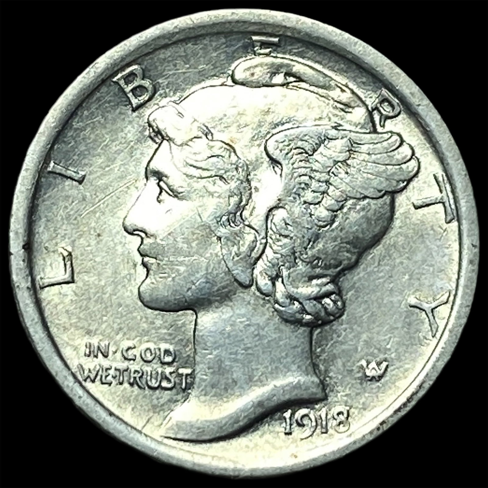 1918-S Silver Mercury Dime CLOSELY UNCIRCULATED: 1918-S Silver Mercury Dime CLOSELY UNCIRCULATED