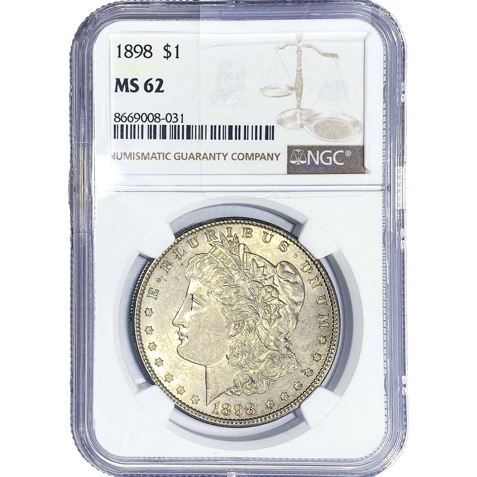 1898 Morgan Silver Dollar NGC MS62: 1898 Morgan Silver Dollar NGC MS62