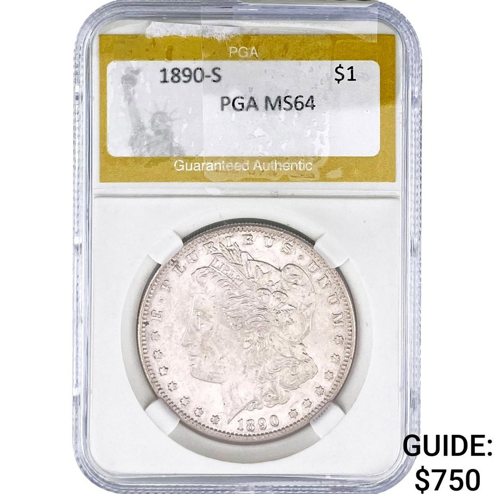 1890-S Morgan Silver Dollar PGA MS64: 1890-S Morgan Silver Dollar PGA MS64