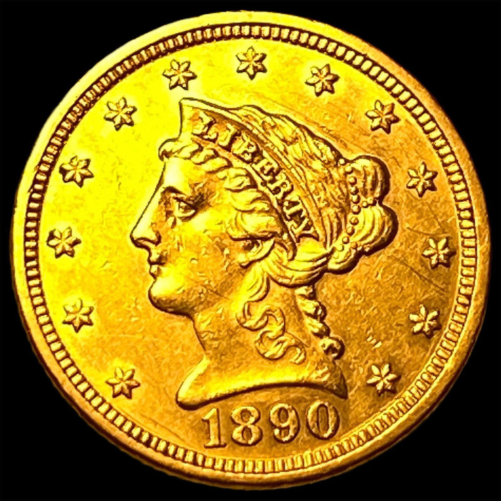 1890 $2.5 Liberty Head Quarter Eagle CLOSELY UNCIRCULATED: 1890 $2.5 Liberty Head Quarter Eagle CLOSELY UNCIRCULATED