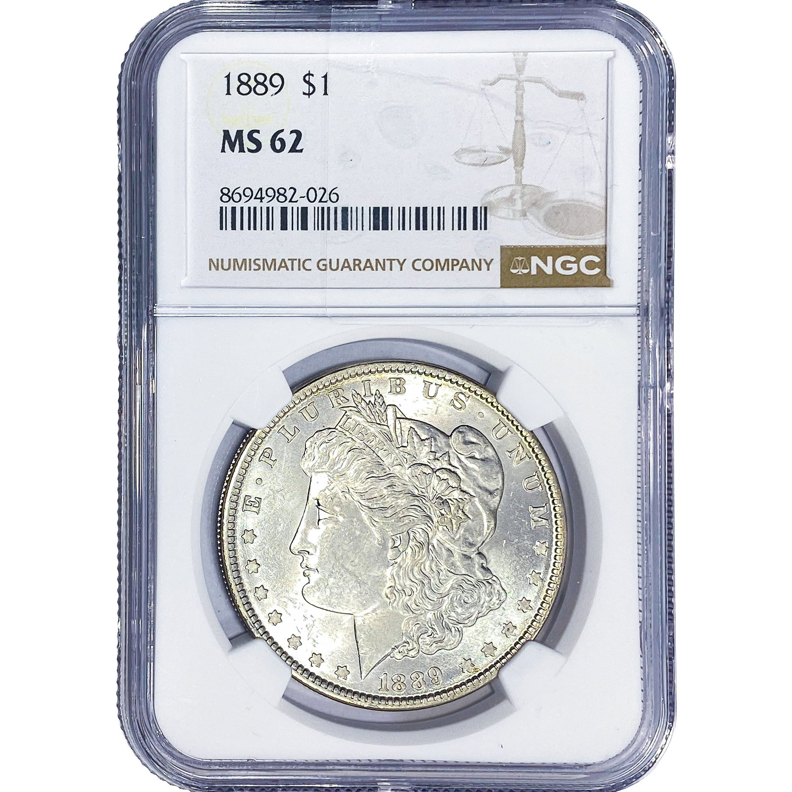 1889 Morgan Silver Dollar NGC MS62: 1889 Morgan Silver Dollar NGC MS62