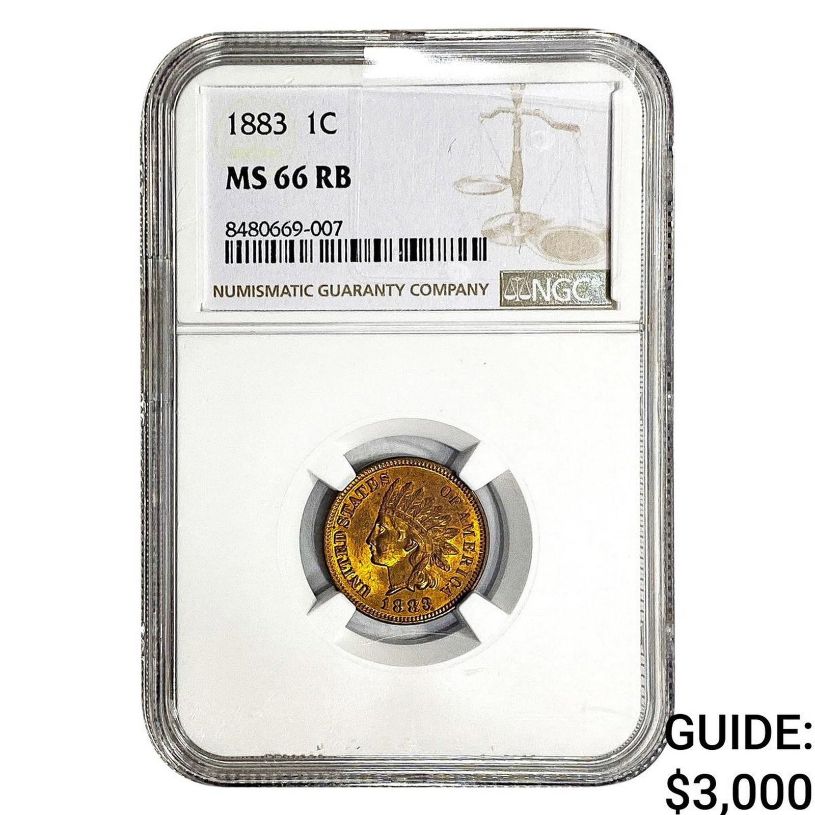 1883 Indian Head Cent NGC MS66 RB: 1883 Indian Head Cent NGC MS66 RB