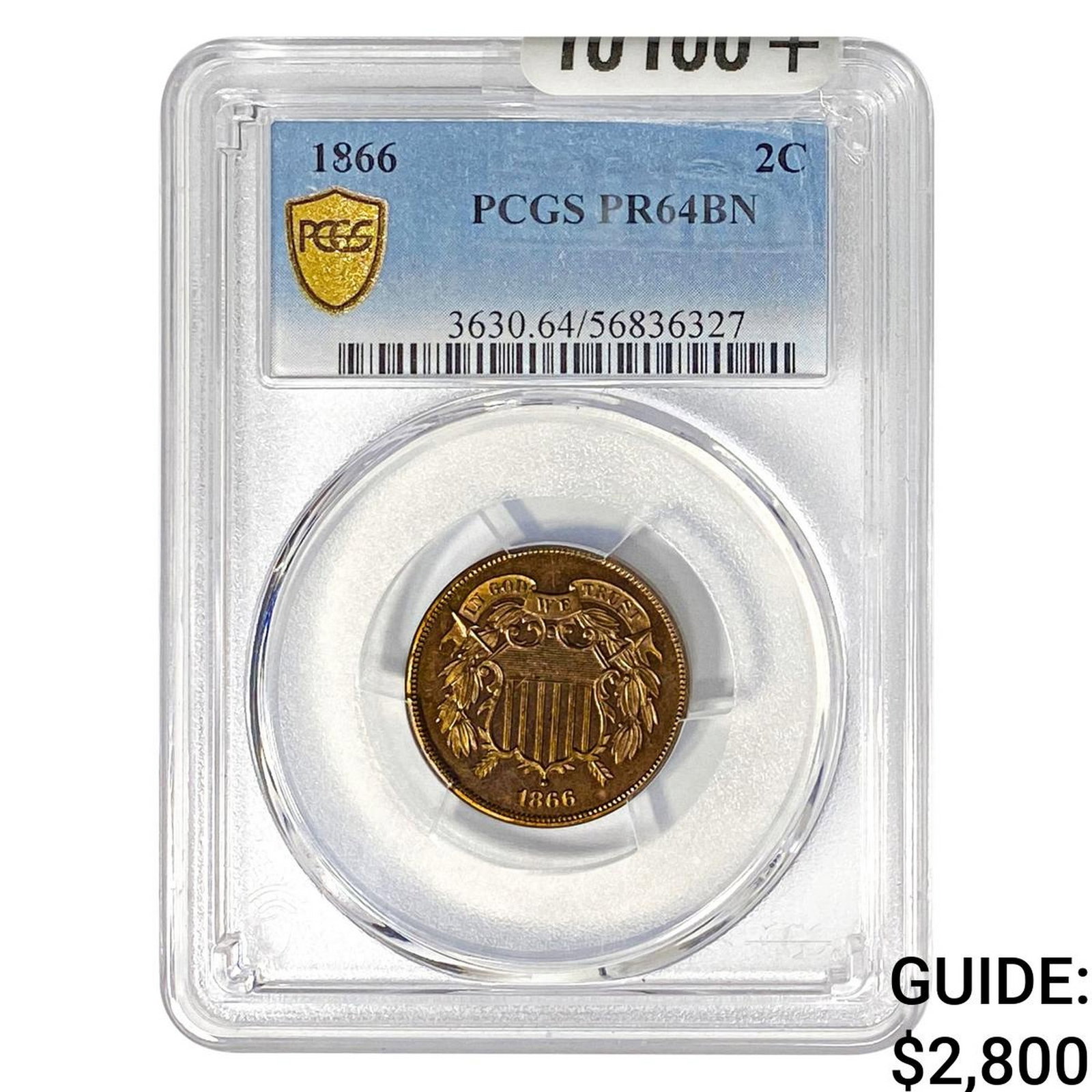 1866 Two Cent Piece PCGS PR64 BN: 1866 Two Cent Piece PCGS PR64 BN
