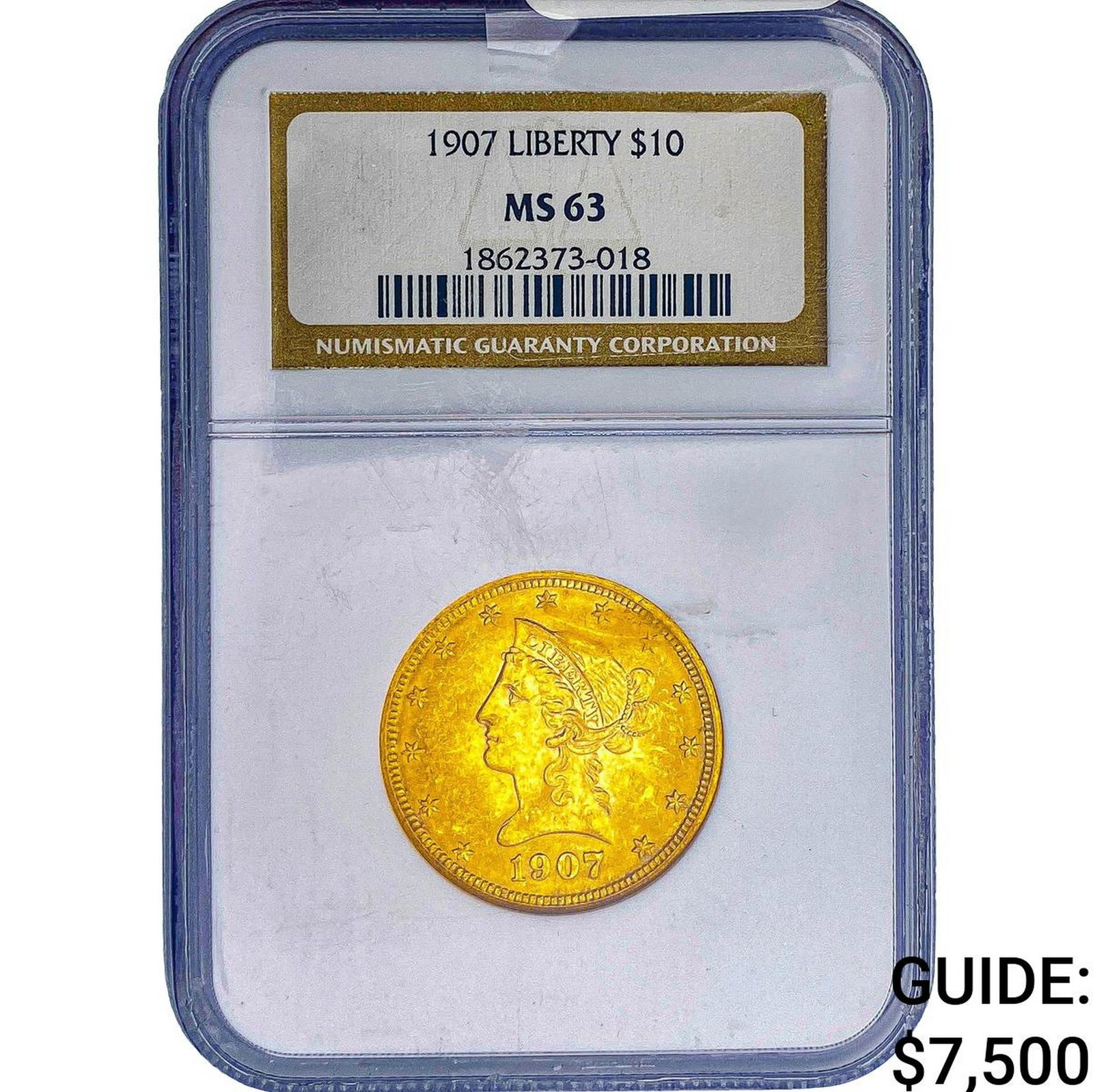 1907 $10 Gold Eagle NGC MS63: 1907 $10 Gold Eagle NGC MS63