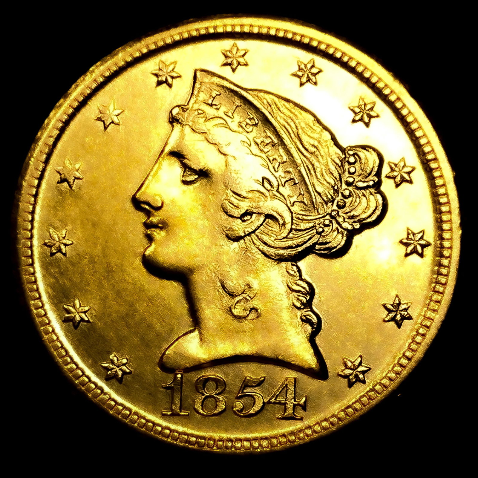 1854-D $5 Gold Half Eagle (1 of 2)