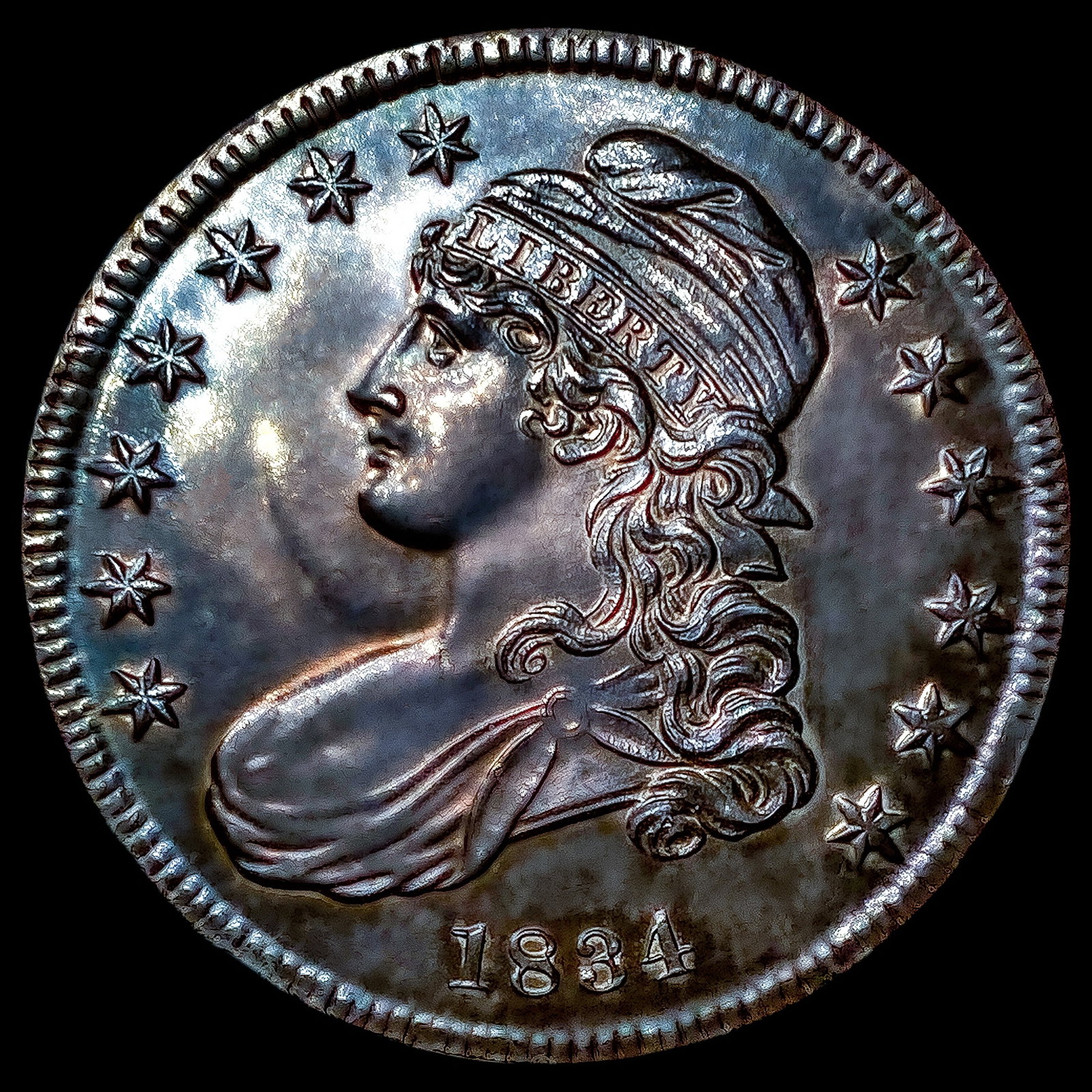1834 Sm Dt Sm Let Capped Bust Half Dollar (1 of 2)