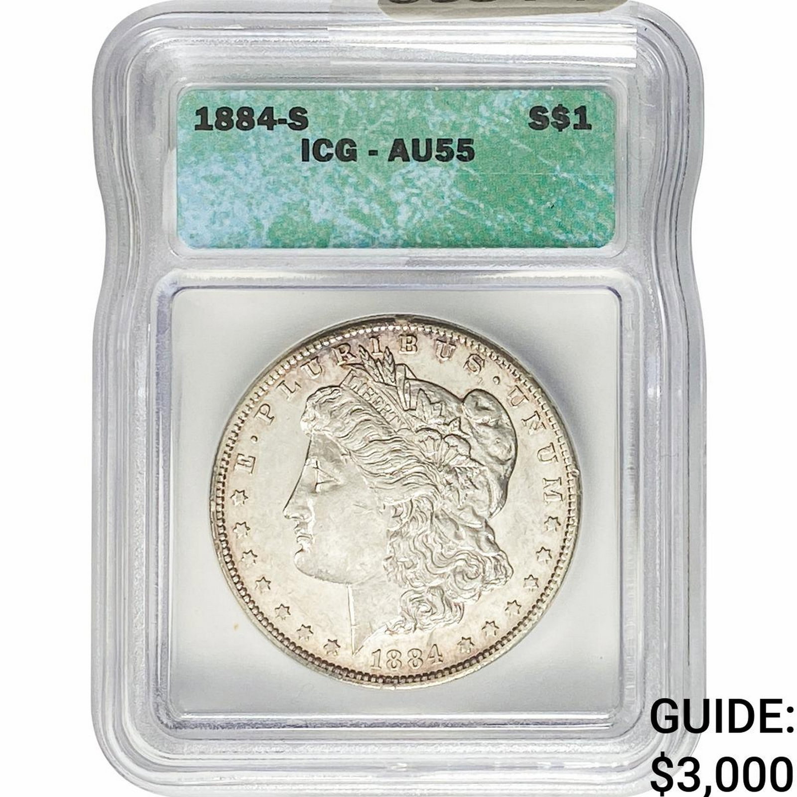 1884-S Morgan Silver Dollar ICG AU55: 1884-S Morgan Silver Dollar ICG AU55