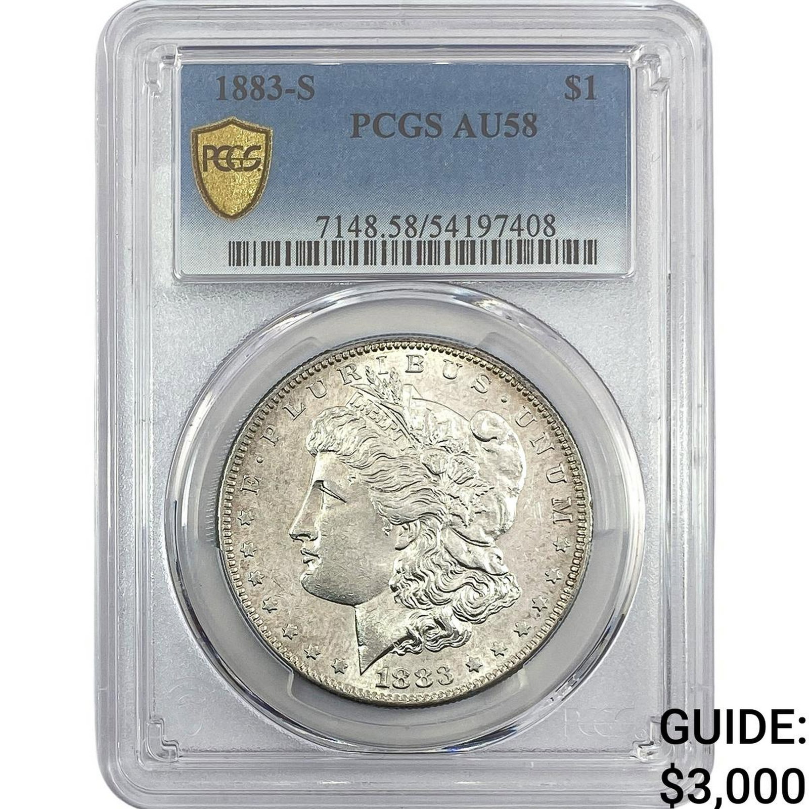 1883-S Morgan Silver Dollar PCGS AU58: 1883-S Morgan Silver Dollar PCGS AU58