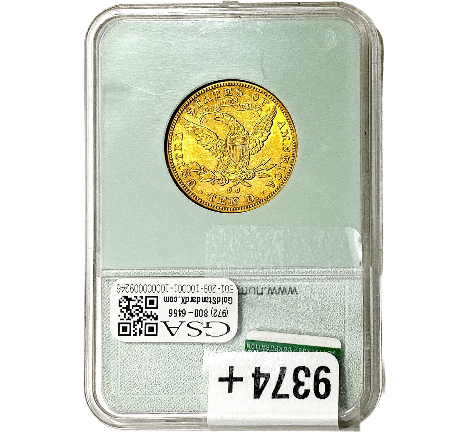 1891-CC $10 Gold Eagle NTC AU55 - 2