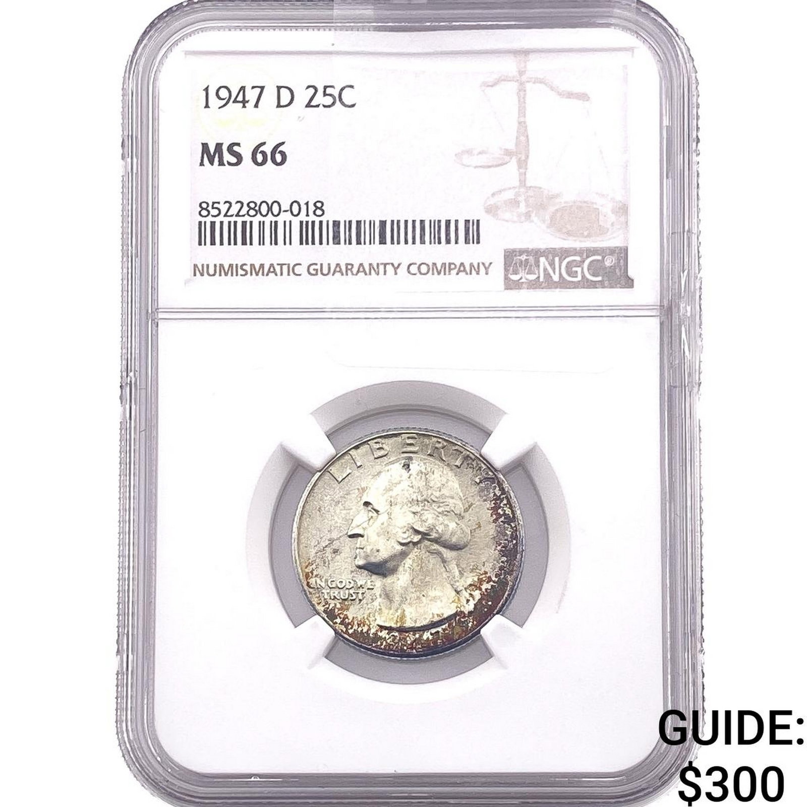 1947-D Washington Silver Quarter NGC MS66: 1947-D Washington Silver Quarter NGC MS66