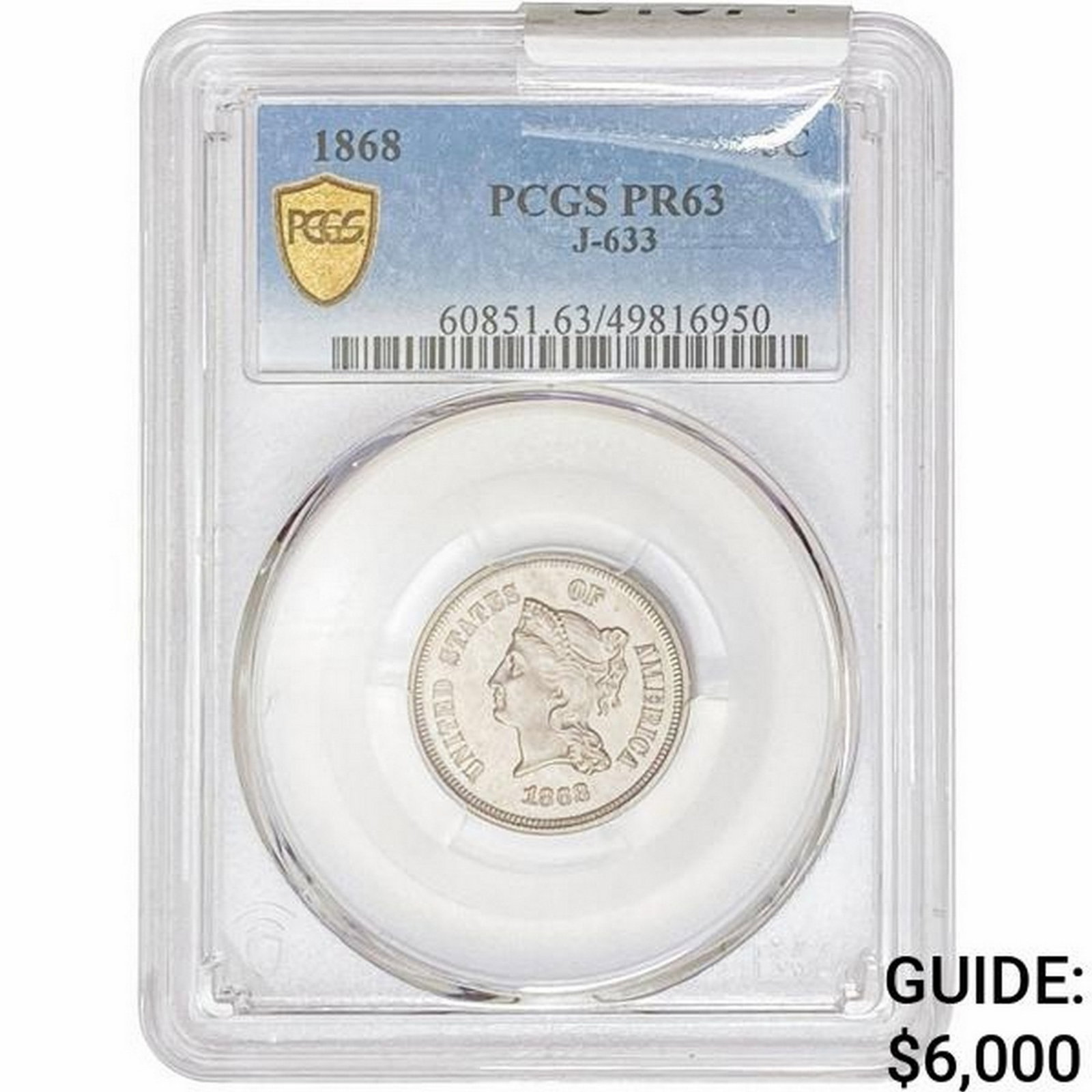 1868 Liberty Victory Nickel PCGS PR63 J-633: 1868 Liberty Victory Nickel PCGS PR63 J-633