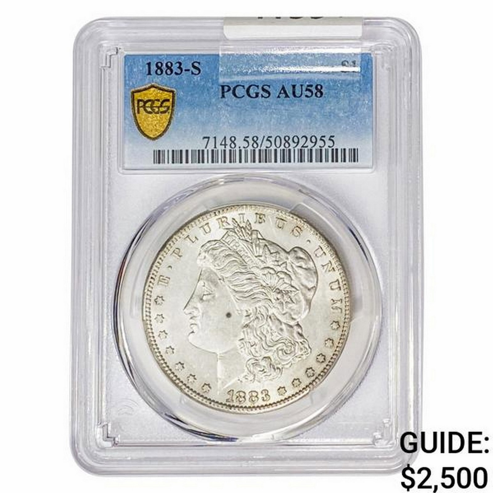 1883-S Morgan Silver Dollar PCGS AU58: 1883-S Morgan Silver Dollar PCGS AU58