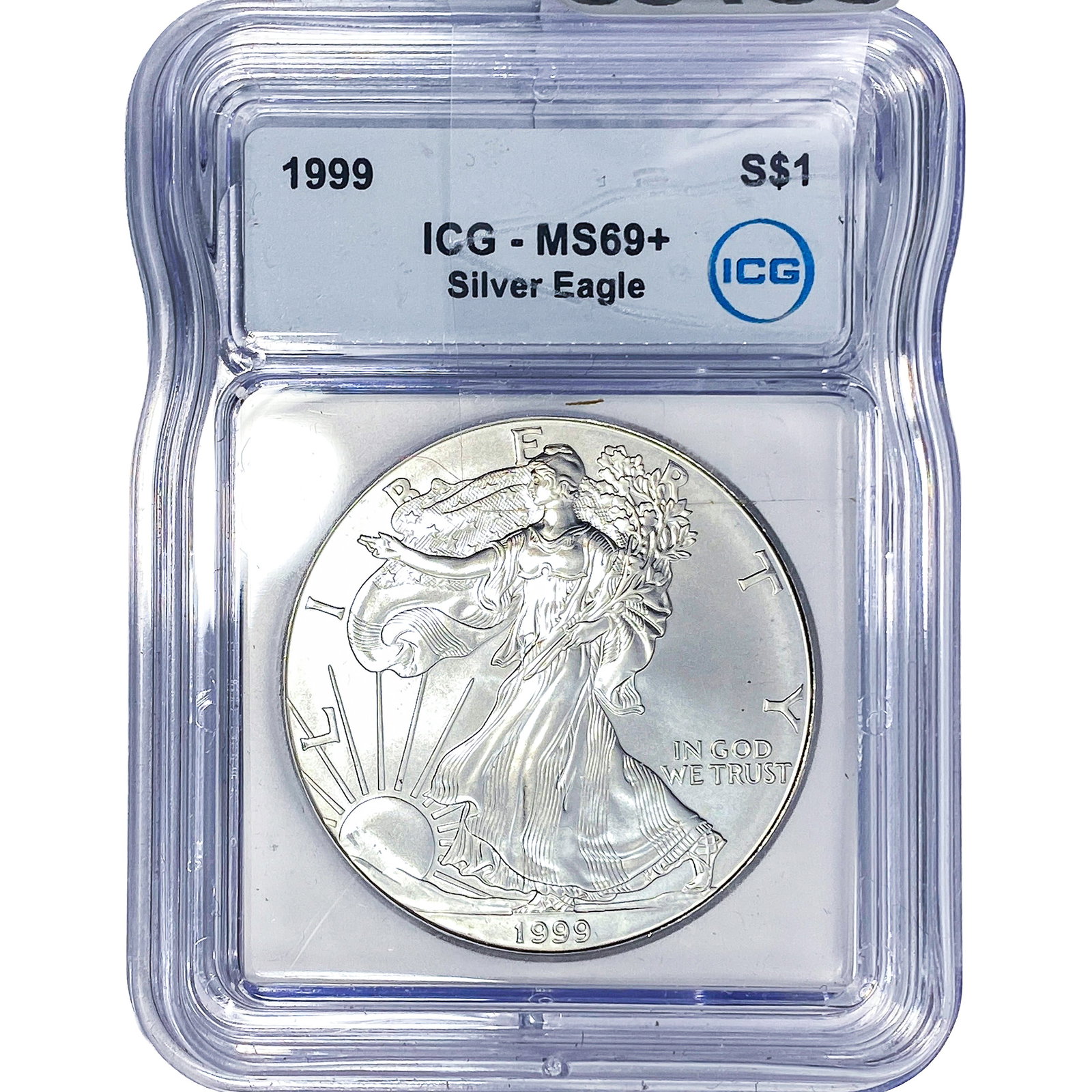 1999 Silver Eagle ICG MS69+: 1999 Silver Eagle ICG MS69+