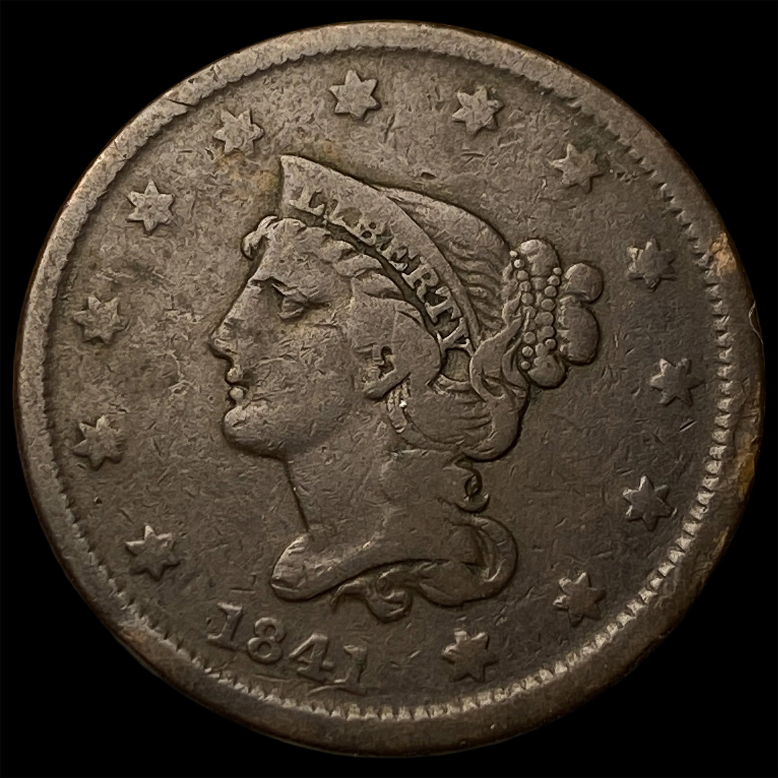 1841 Braided Hair Large Cent LIGHTLY CIRCULATED: 1841 Braided Hair Large Cent LIGHTLY CIRCULATED
