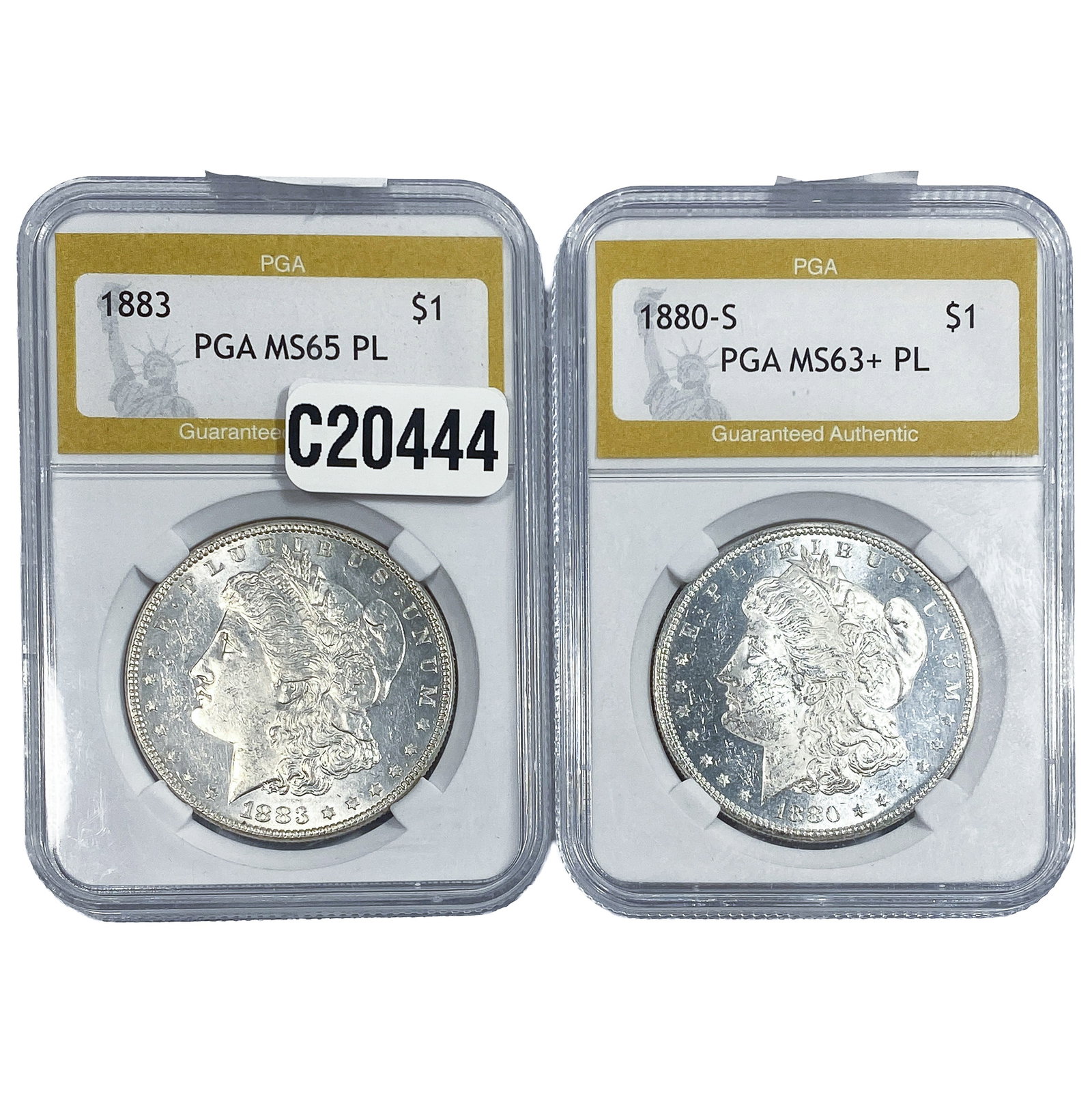 [2 Coins] ]1880-1883 Morgan Silver Dollar PGA MS63-65: [2 Coins] ]1880-1883 Morgan Silver Dollar PGA MS63-65