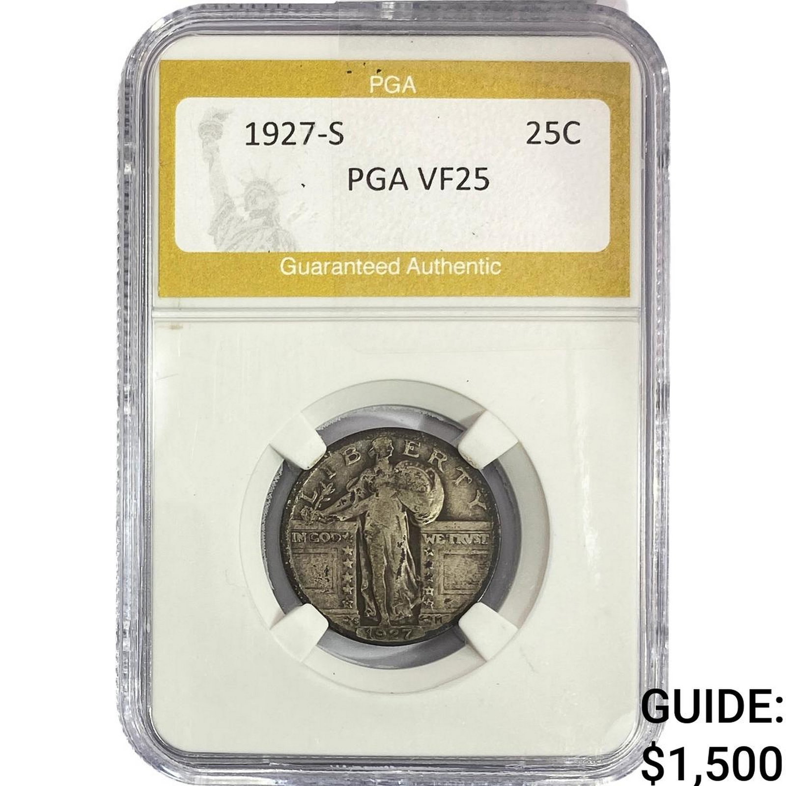 1927-S Standing Liberty Quarter PGA VF25: 1927-S Standing Liberty Quarter PGA VF25