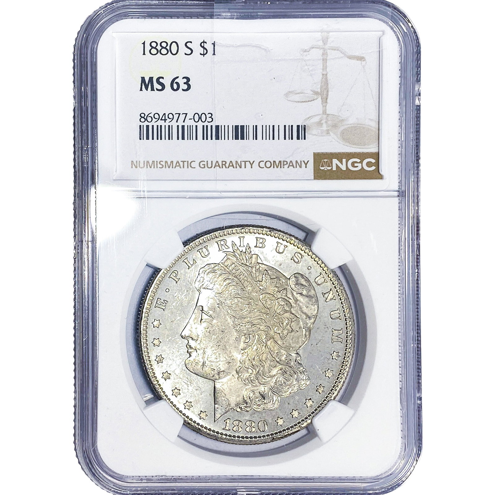 1880-S Morgan Silver Dollar NGC MS63: 1880-S Morgan Silver Dollar NGC MS63