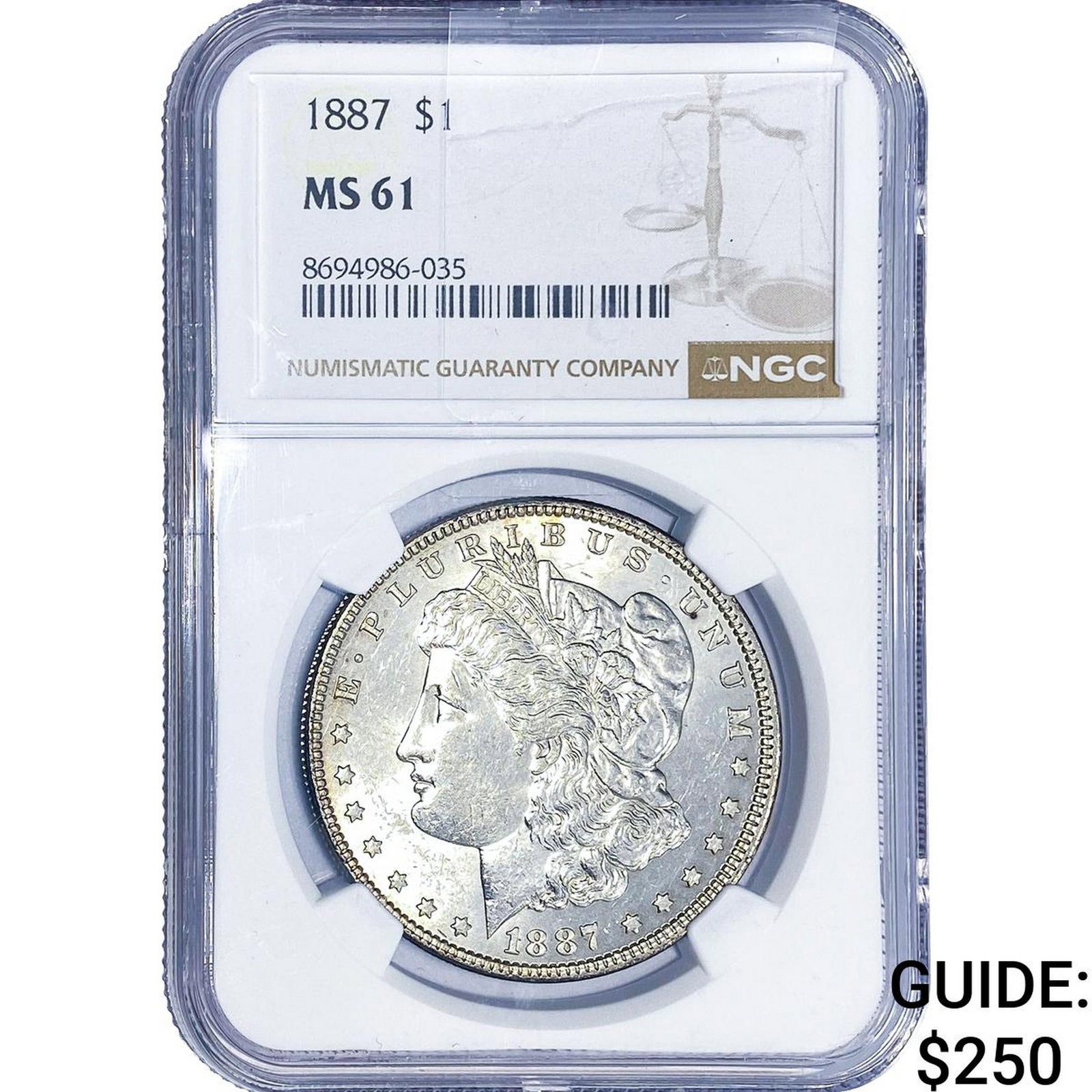 1887 Morgan Silver Dollar NGC MS61: 1887 Morgan Silver Dollar NGC MS61