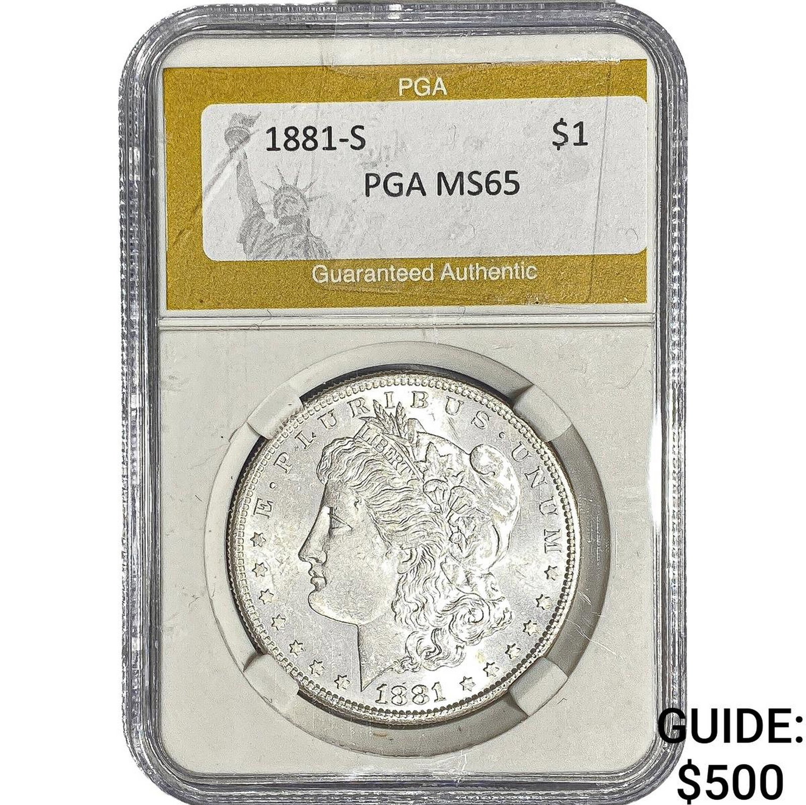 1881-S Morgan Silver Dollar PGA MS65: 1881-S Morgan Silver Dollar PGA MS65