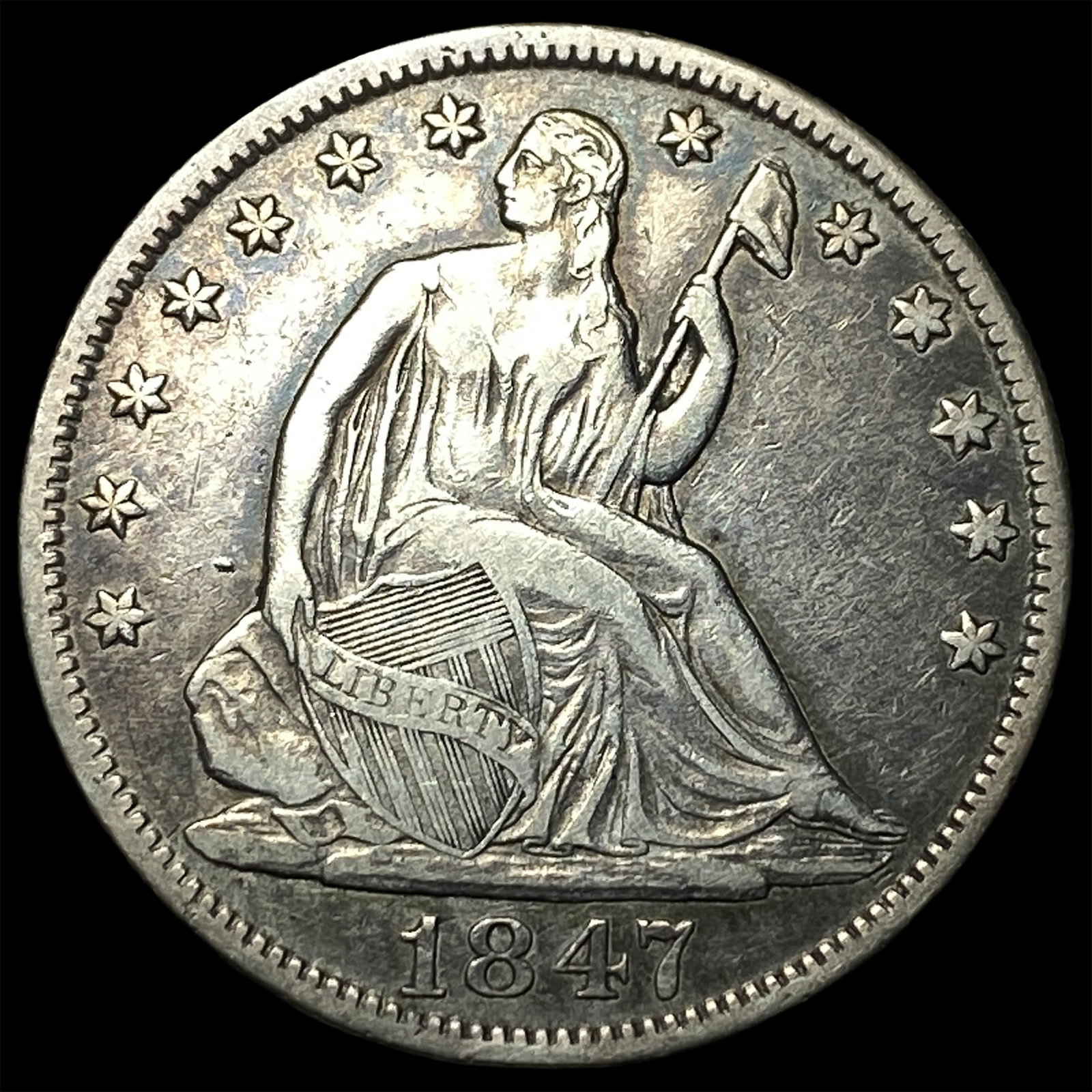 1847 Seated Liberty Half Dollar ABOUT UNCIRCULATED: 1847 Seated Liberty Half Dollar ABOUT UNCIRCULATED