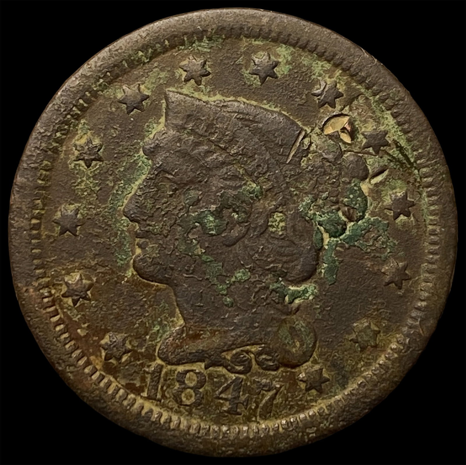1847 Braided Hair Large Cent HIGH GRADE: 1847 Braided Hair Large Cent HIGH GRADE