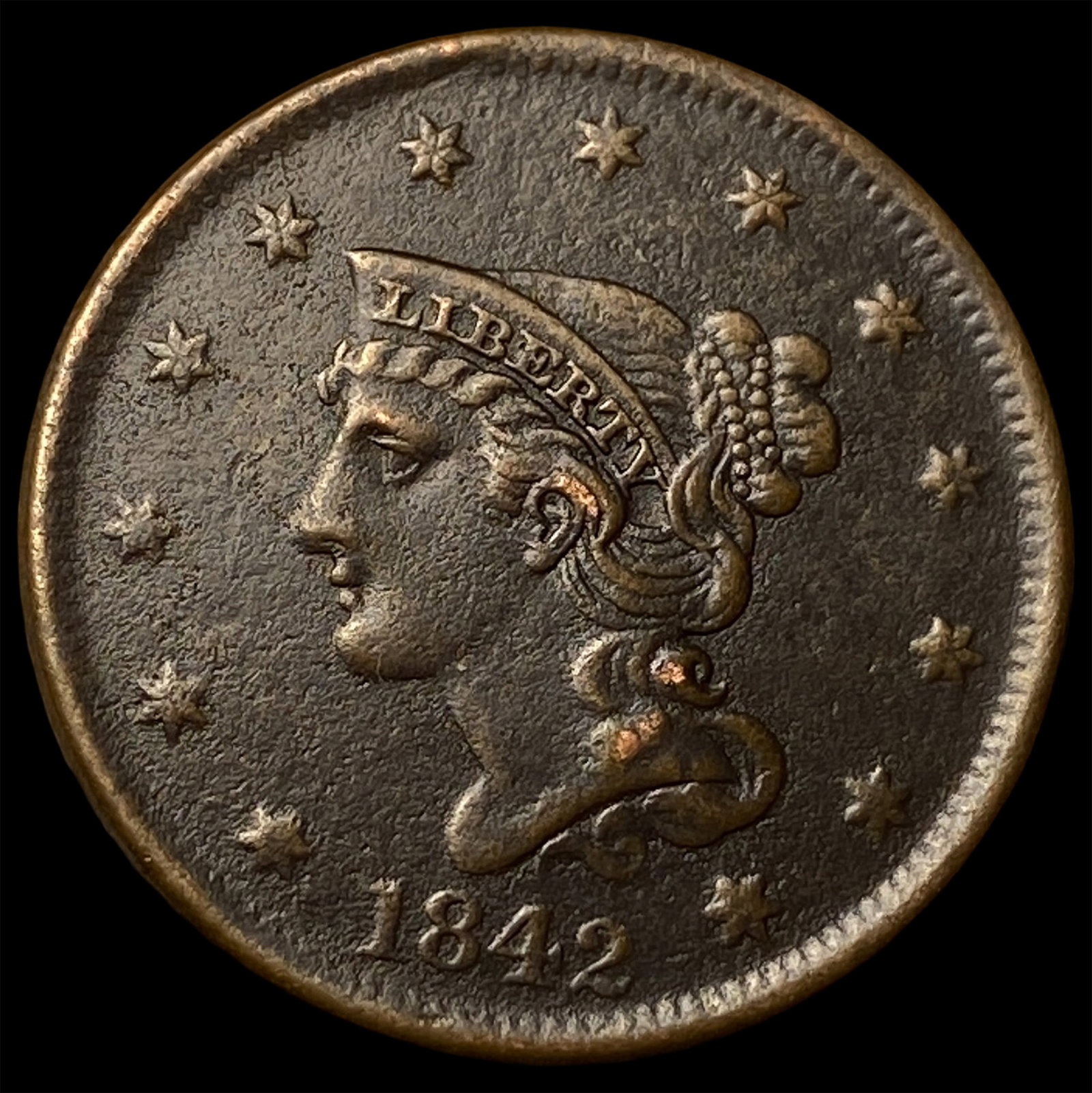 1842 Braided Hair Large Cent CHOICE AU (1 of 2)