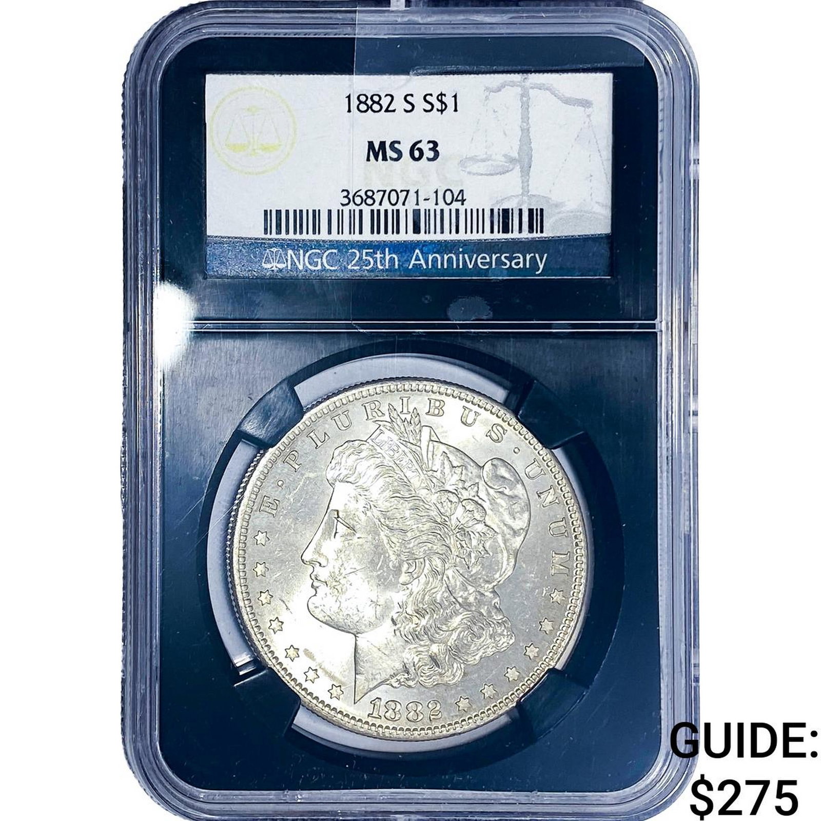 1882-S Morgan Silver Dollar NGC MS63: 1882-S Morgan Silver Dollar NGC MS63