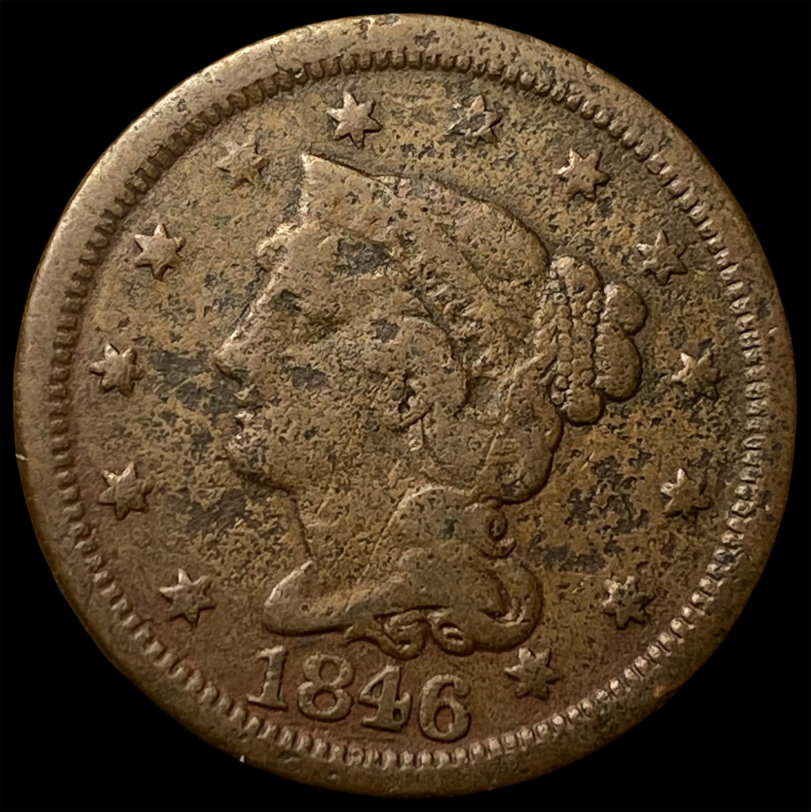 1846 Braided Hair Large Cent LIGHTLY CIRCULATED (1 of 2)
