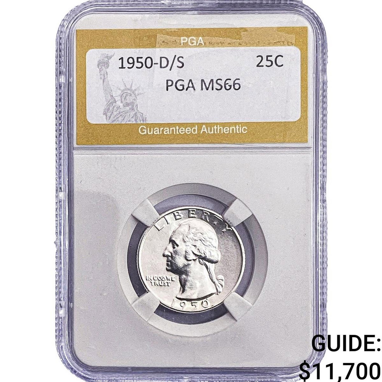 1950-D/S Washington Silver Quarter PGA MS66: 1950-D/S Washington Silver Quarter PGA MS66