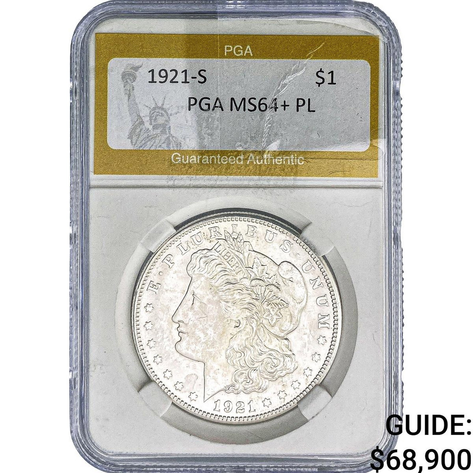 1921-S Morgan Silver Dollar PGA MS64+ PL: 1921-S Morgan Silver Dollar PGA MS64+ PL