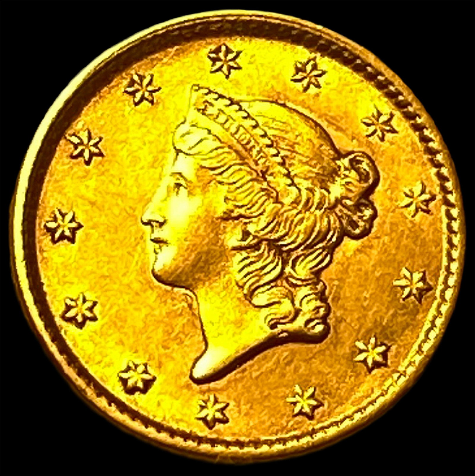 1853 Gold $1 Liberty Head Type 1 CLOSELY UNCIRCULATED: 1853 Gold $1 Liberty Head Type 1 CLOSELY UNCIRCULATED