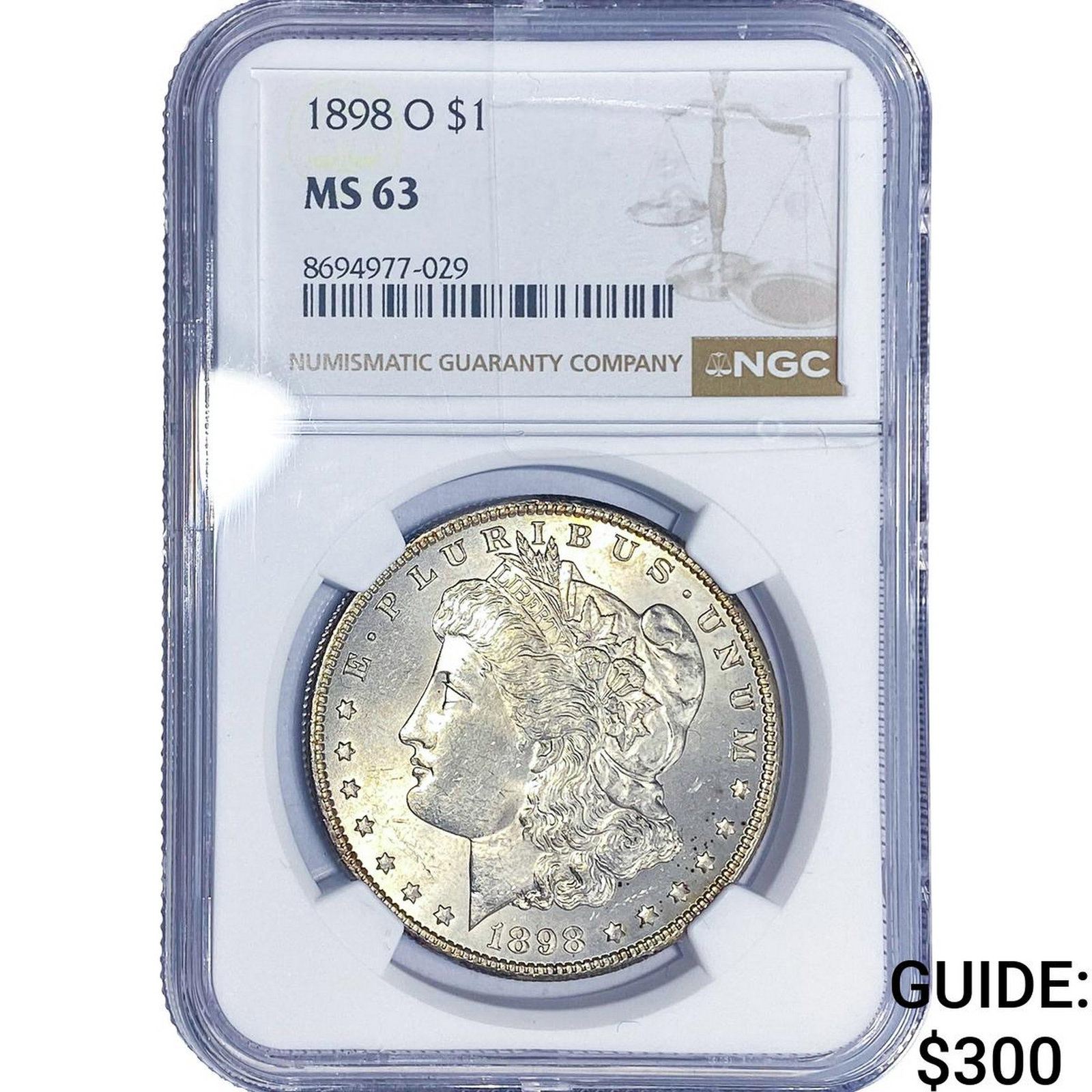 1898-O Morgan Silver Dollar NGC MS63: 1898-O Morgan Silver Dollar NGC MS63