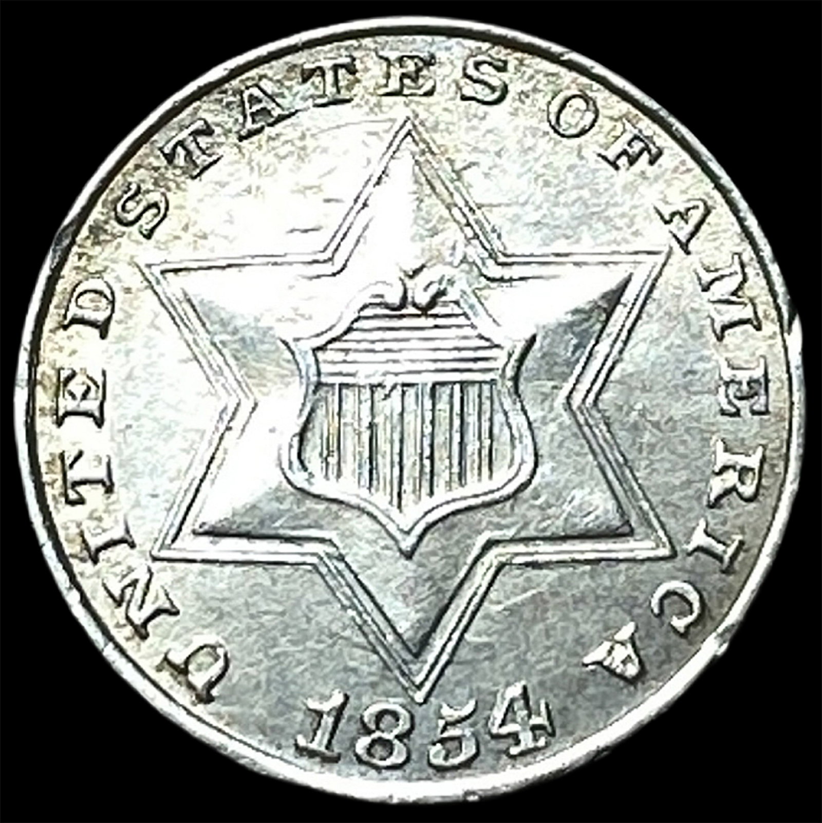 1854 Silver Three-Cent Piece CLOSELY UNCIRCULATED (1 of 2)