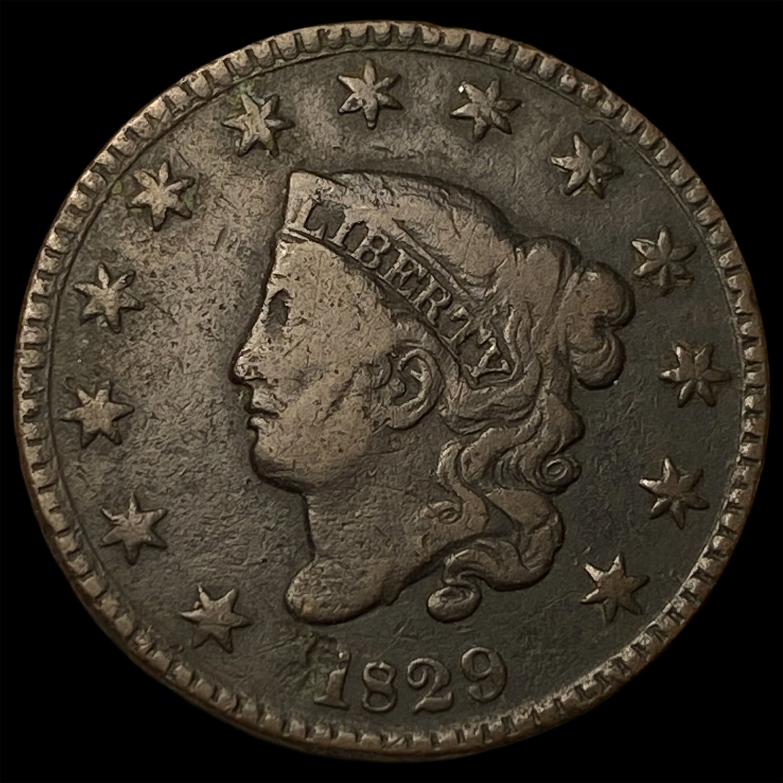 1829 Coronet Head Large Cent LIGHTLY CIRCULATED: 1829 Coronet Head Large Cent LIGHTLY CIRCULATED