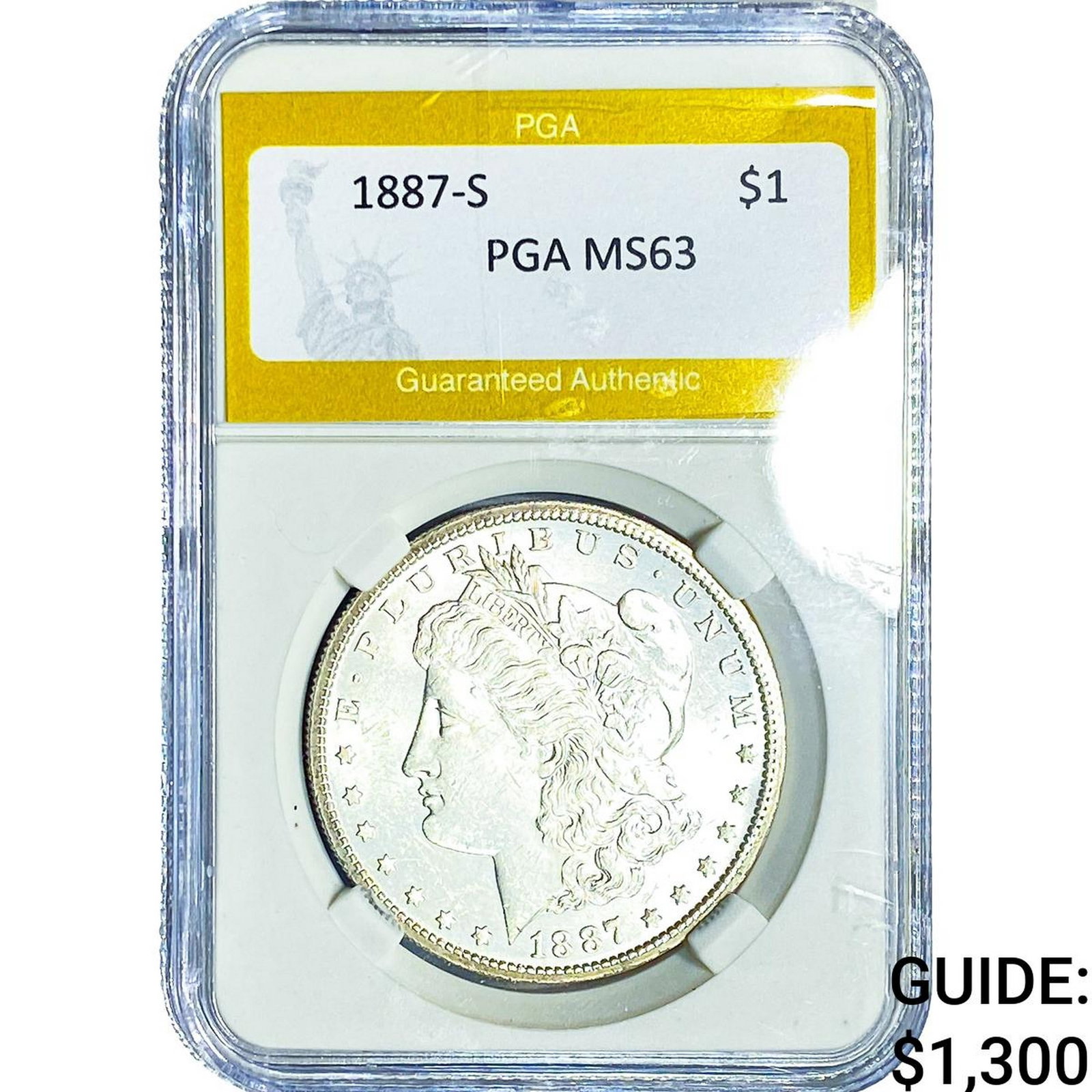 1887-S Morgan Silver Dollar PGA MS63: 1887-S Morgan Silver Dollar PGA MS63