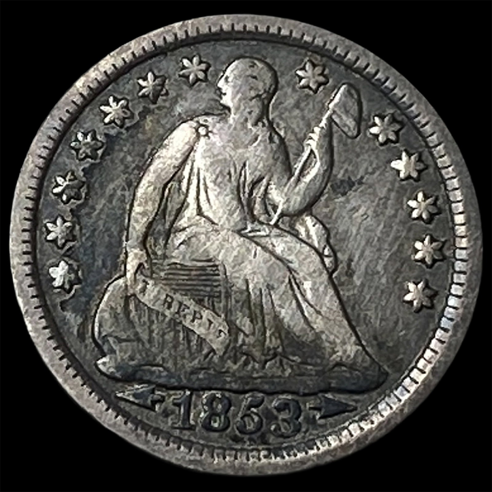 1863 Seated Liberty Silver Half Dime NEARLY UNCIRCULATED: 1863 Seated Liberty Silver Half Dime NEARLY UNCIRCULATED