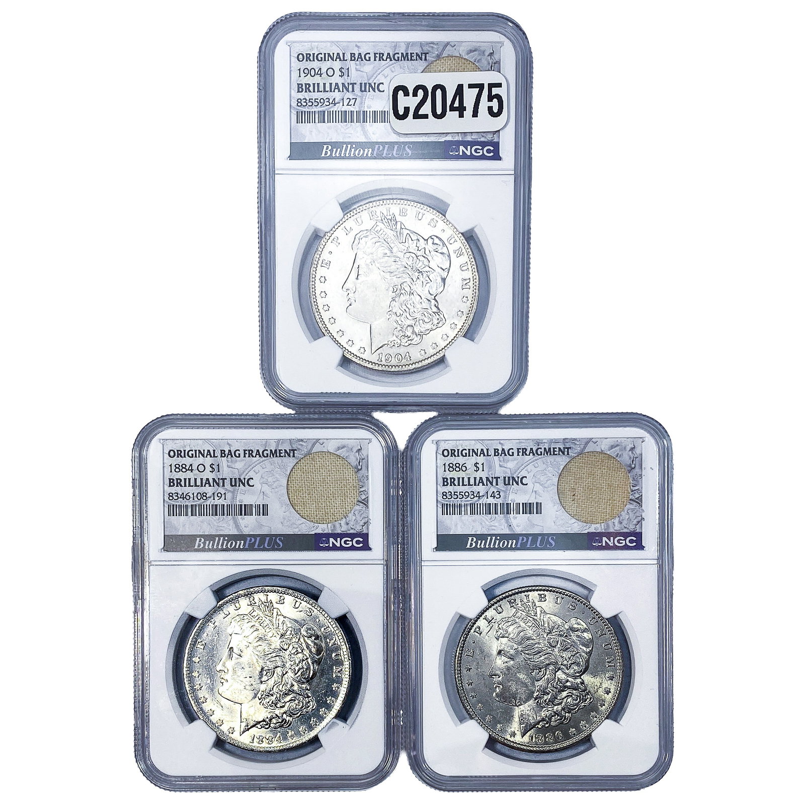 [3 Coins] 1884-1904 Morgan Silver Dollar NGC BU: [3 Coins] 1884-1904 Morgan Silver Dollar NGC BU