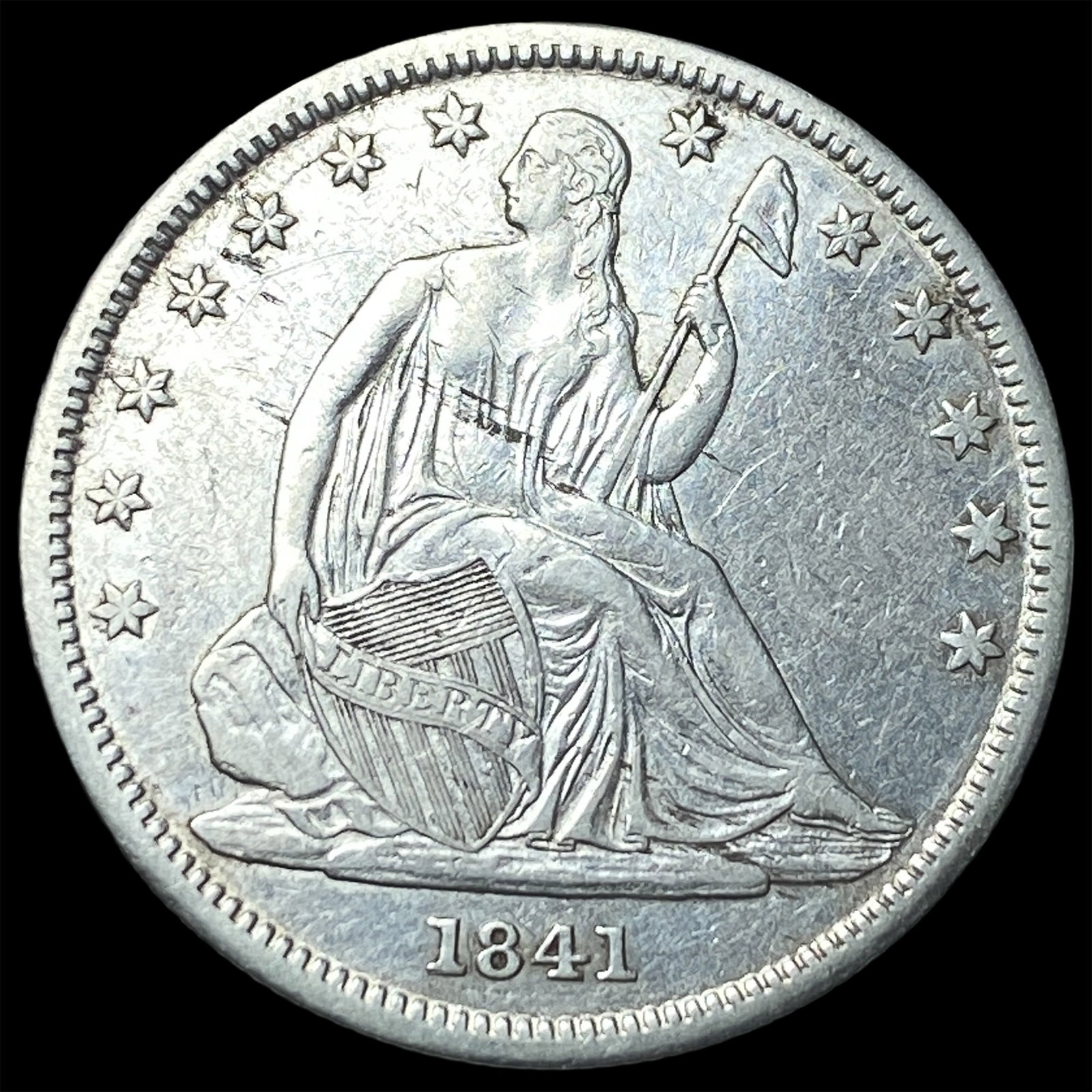 1841 Seated Liberty Half Dollar NEARLY UNCIRCULATED: 1841 Seated Liberty Half Dollar NEARLY UNCIRCULATED